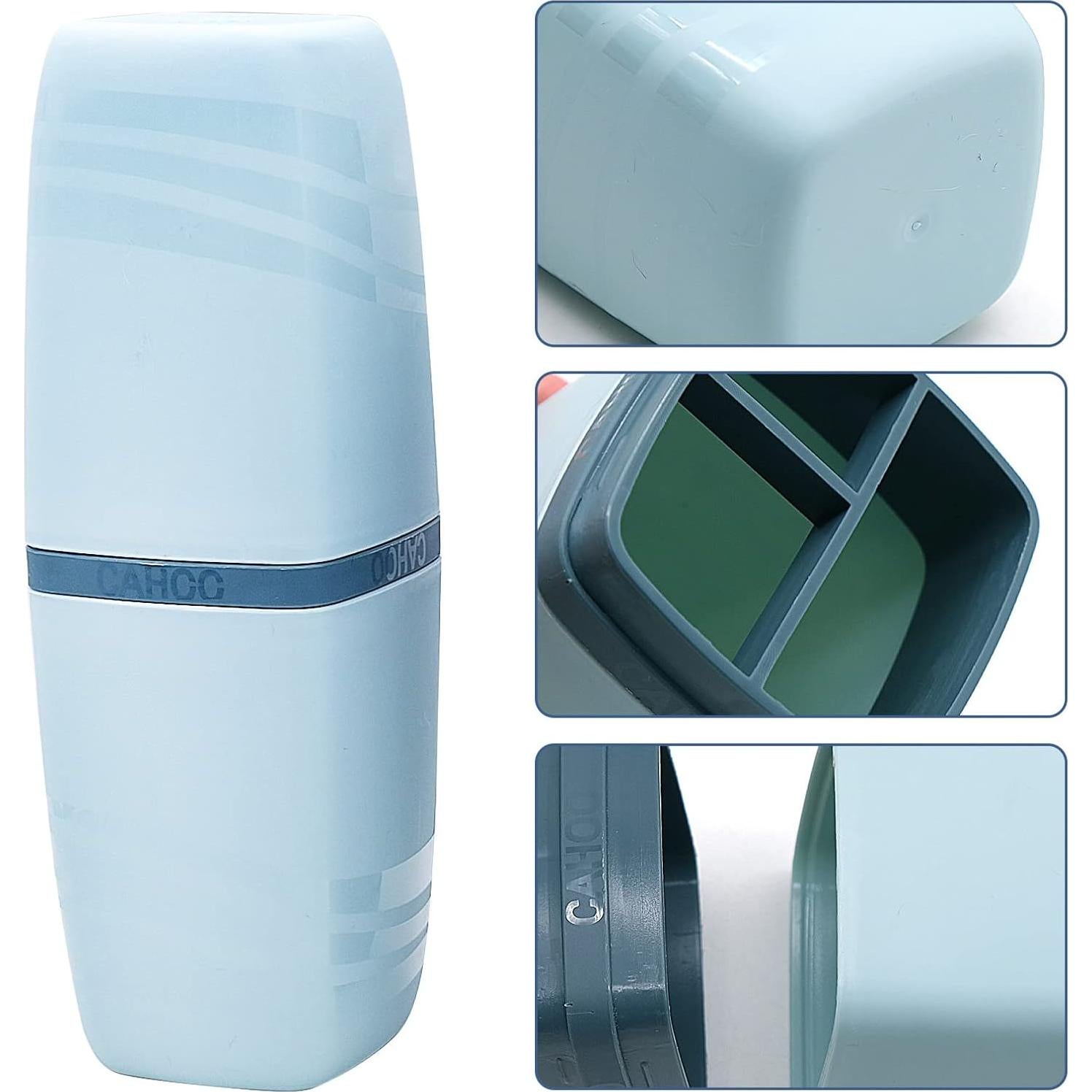 Estuche de Cepillo de Dientes de Viaje 2 PCS Gris y Azul