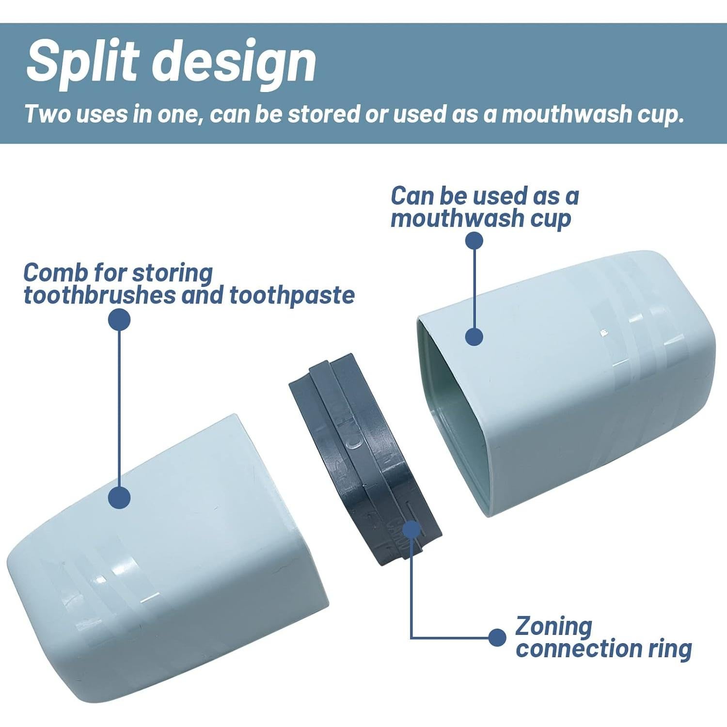 Estuche de Cepillo de Dientes de Viaje 2 PCS Gris y Azul