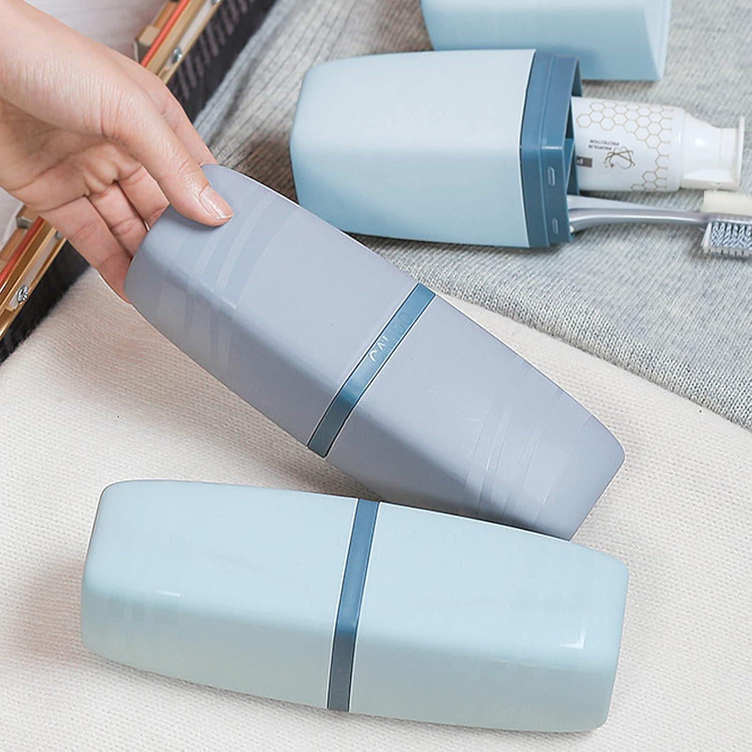 Estuche de Cepillo de Dientes de Viaje 2 PCS Gris y Azul