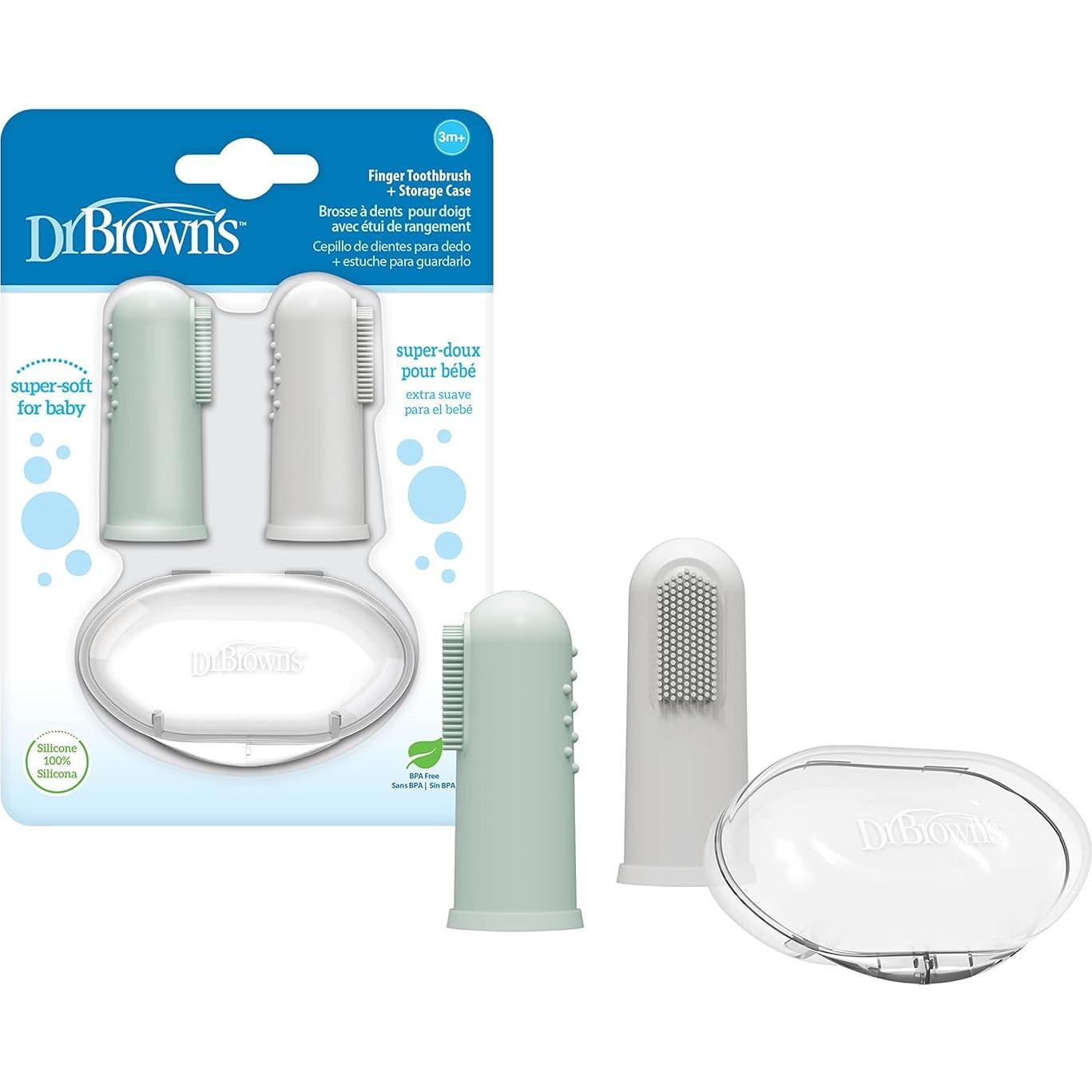 Cepillo de Dedo de Silicona Dr. Brown 3m+ con Estuche