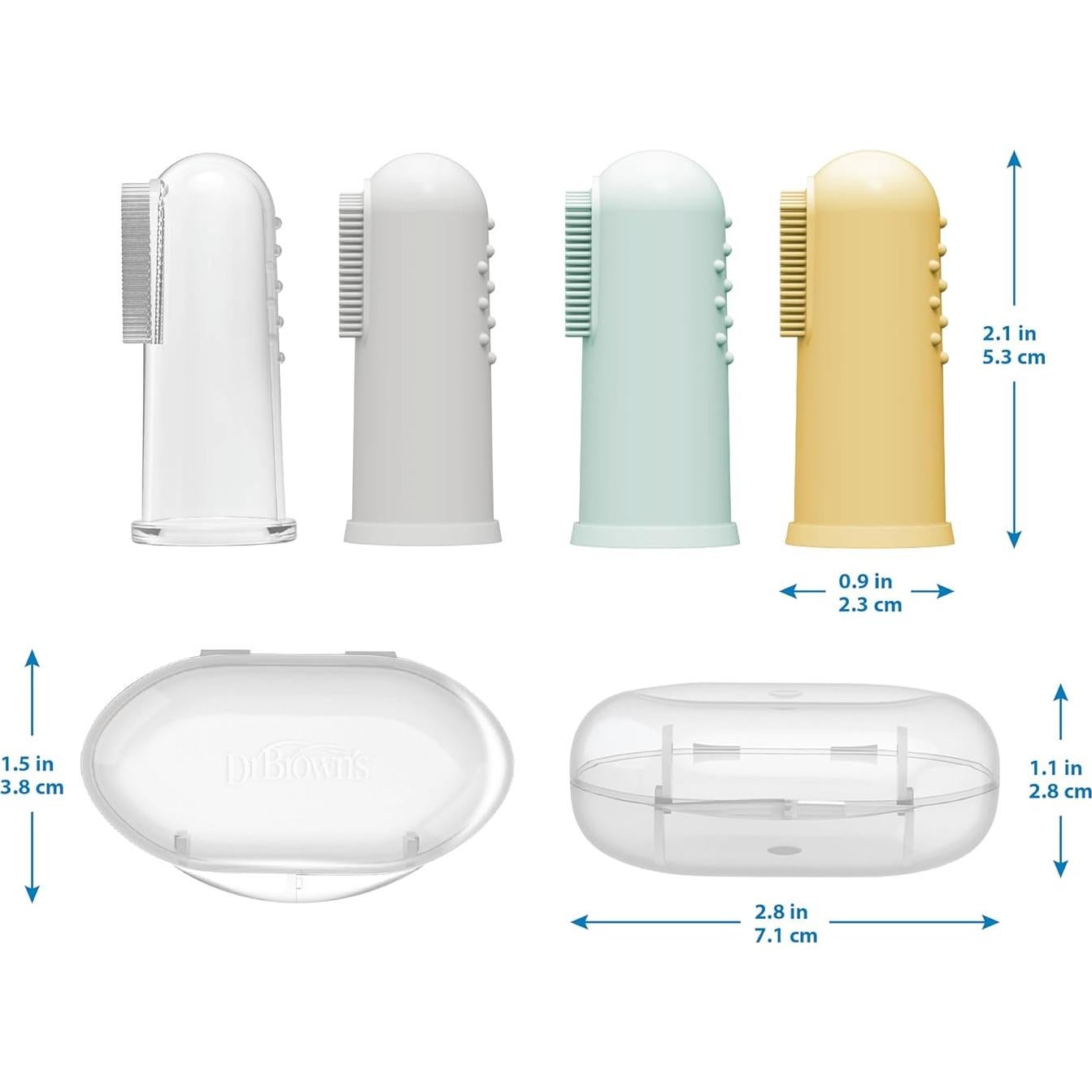 Cepillo de Dedo de Silicona Dr. Brown 3m+ con Estuche