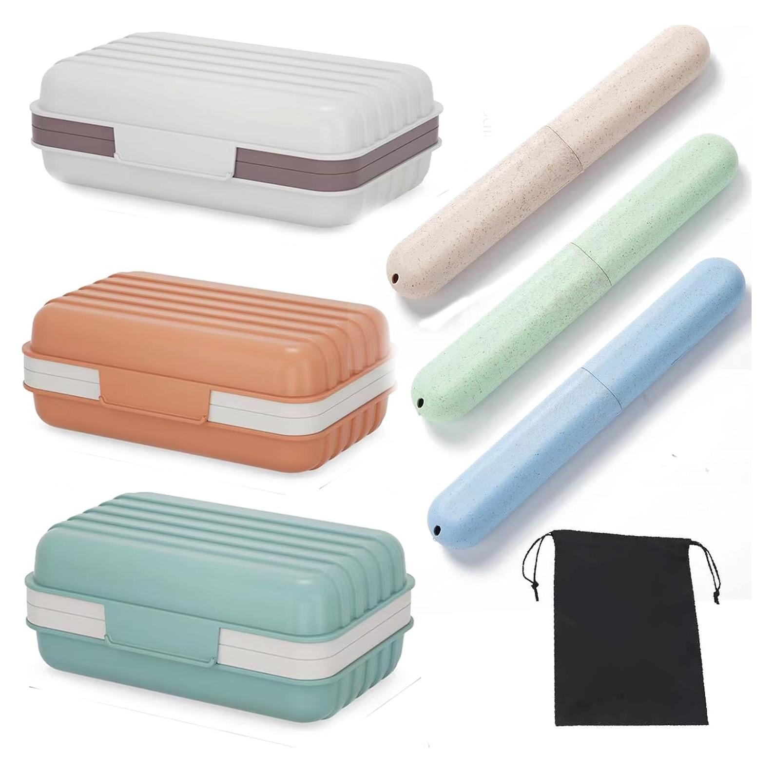 Juego de 3 estuches de jabón y cepillo de dientes Xxshcdz