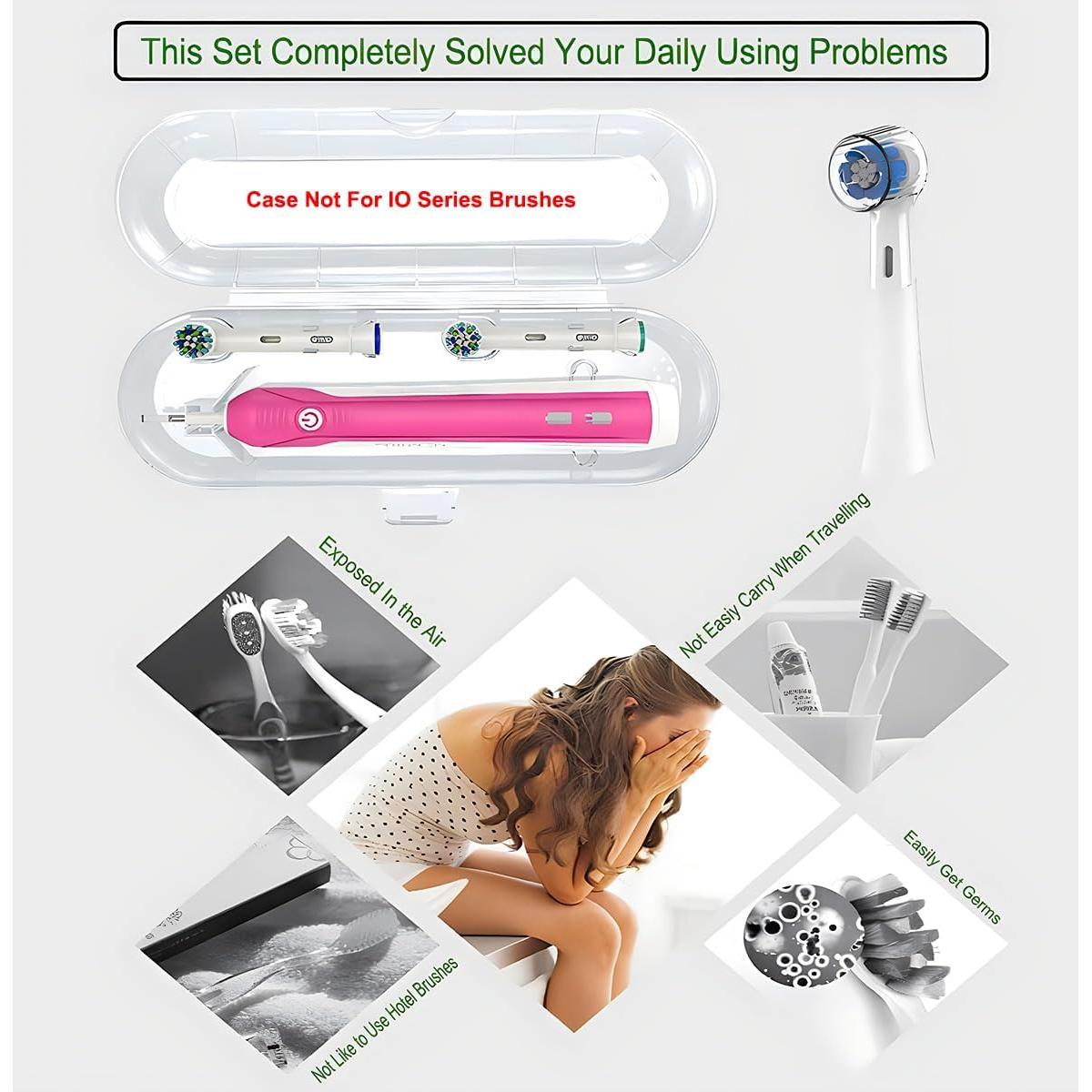 Estuche de Viaje para Cepillos Oral-B + 6 Cubiertas Blancas