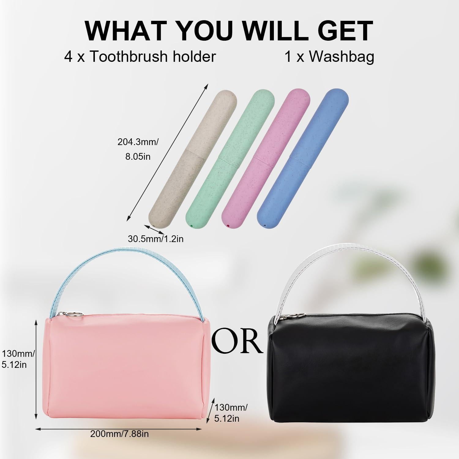 Set de 4 estuches de cepillo de dientes FEHNAG rosa