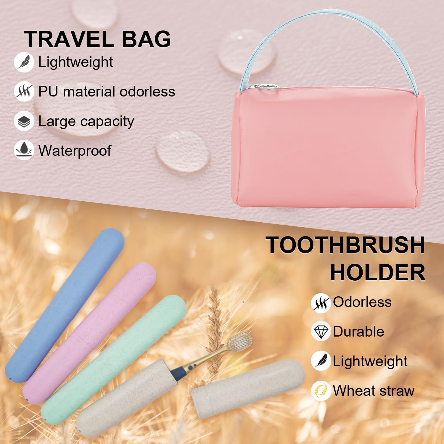 Set de 4 estuches de cepillo de dientes FEHNAG rosa