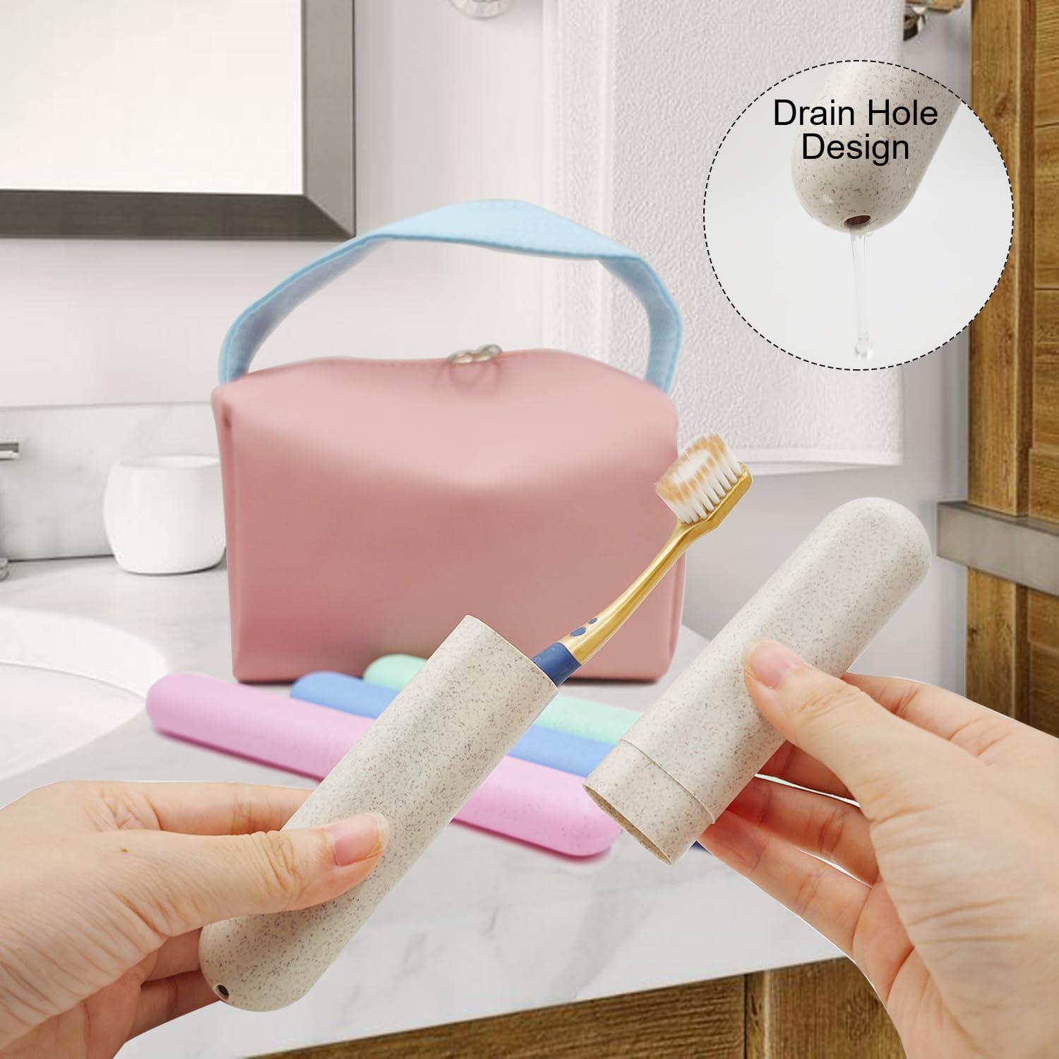 Set de 4 estuches de cepillo de dientes FEHNAG rosa