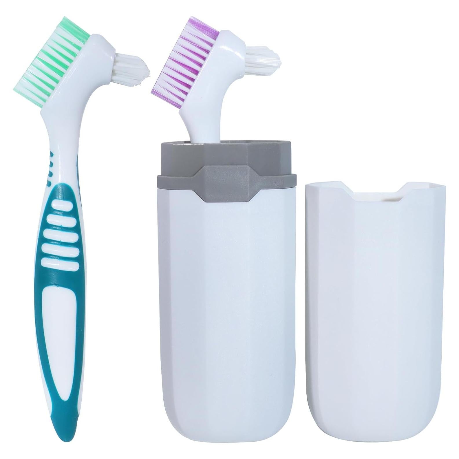 2 Cepillos de Dentadura NUTLET con Estuche Blanco 21x15cm