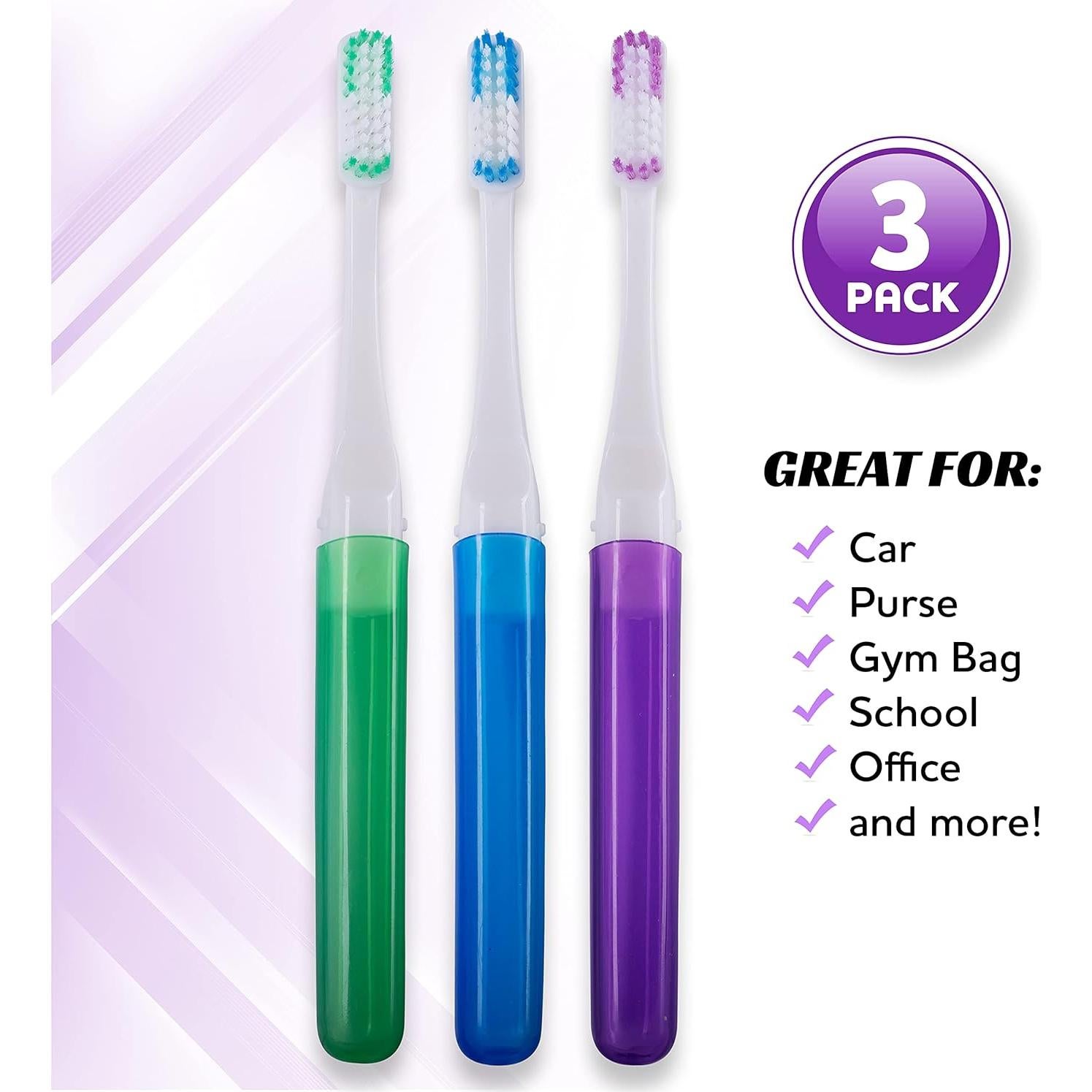 Cepillos de Dientes de Viaje Lingito - 3 Piezas Firmes