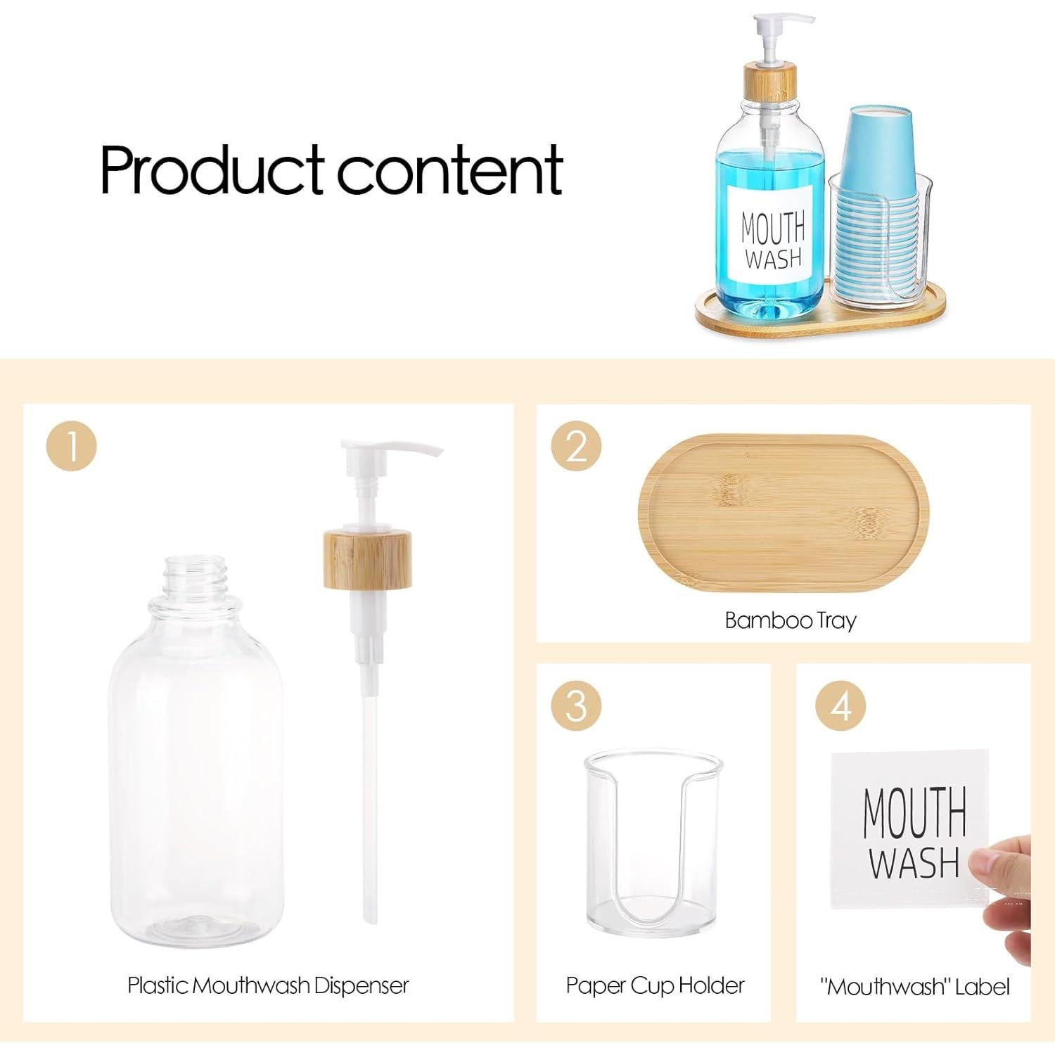 Dispensador de Enjuague Bucal Tbestmax 500ml con Soporte