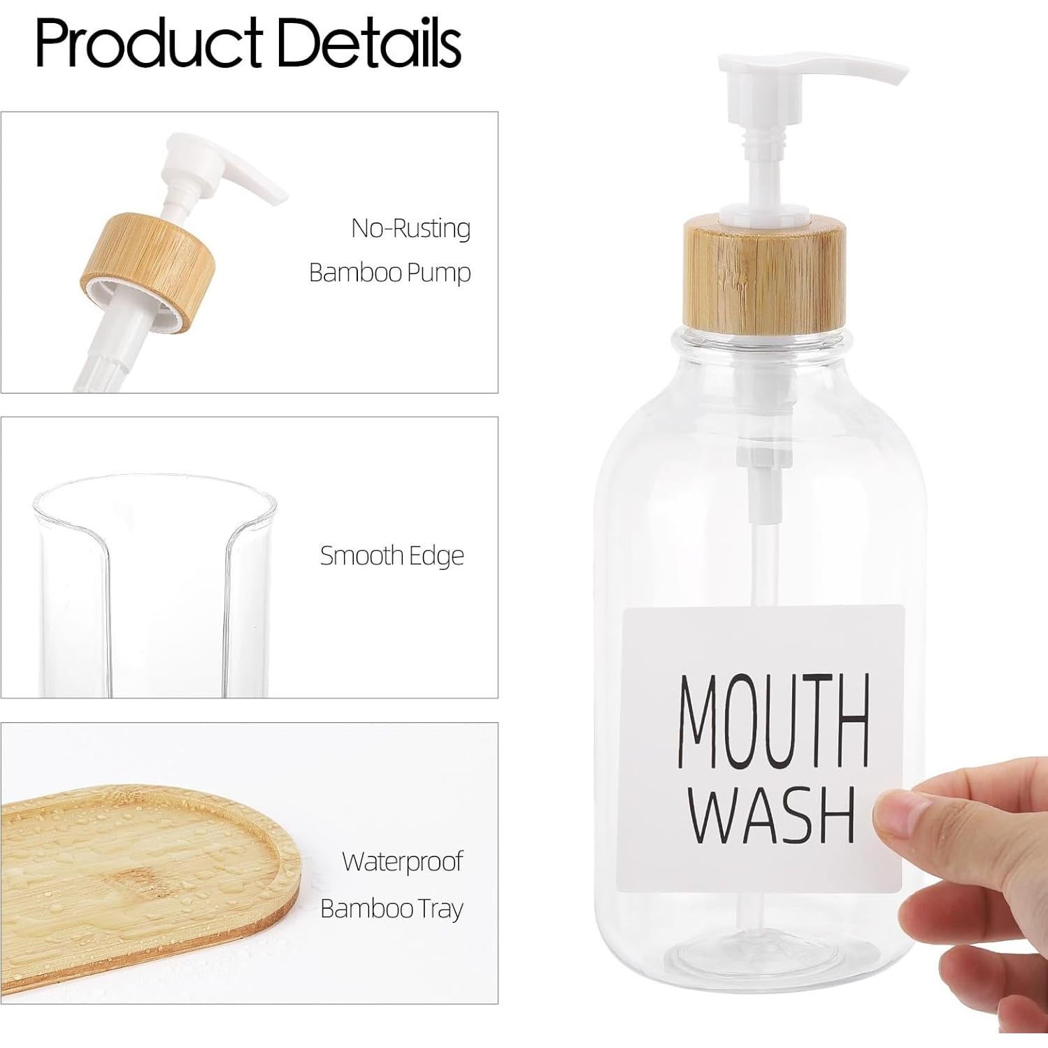 Dispensador de Enjuague Bucal Tbestmax 500ml con Soporte