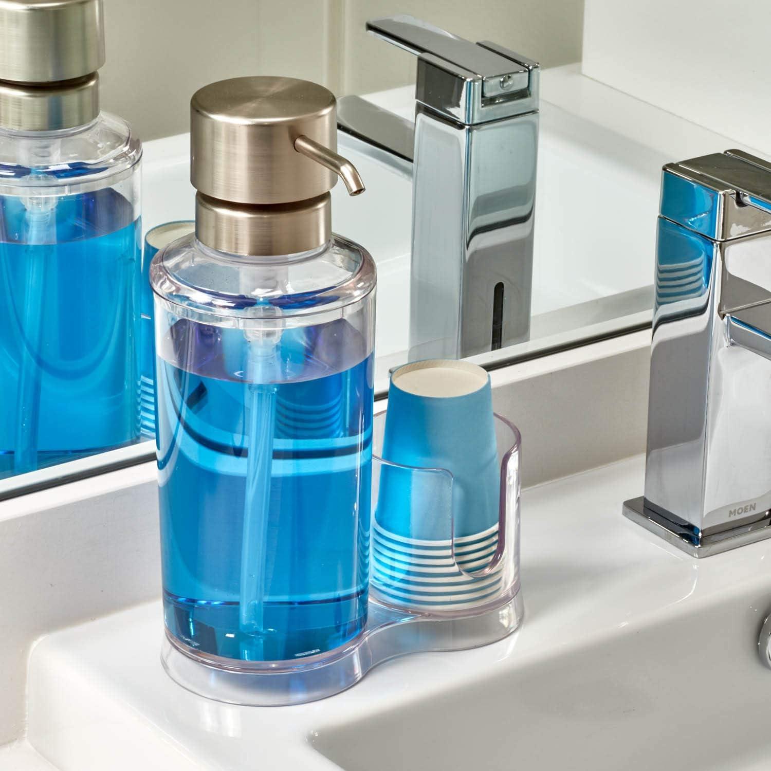 Dispensador de Enjuague Bucal iDesign Clarity 764 ml con Tazas