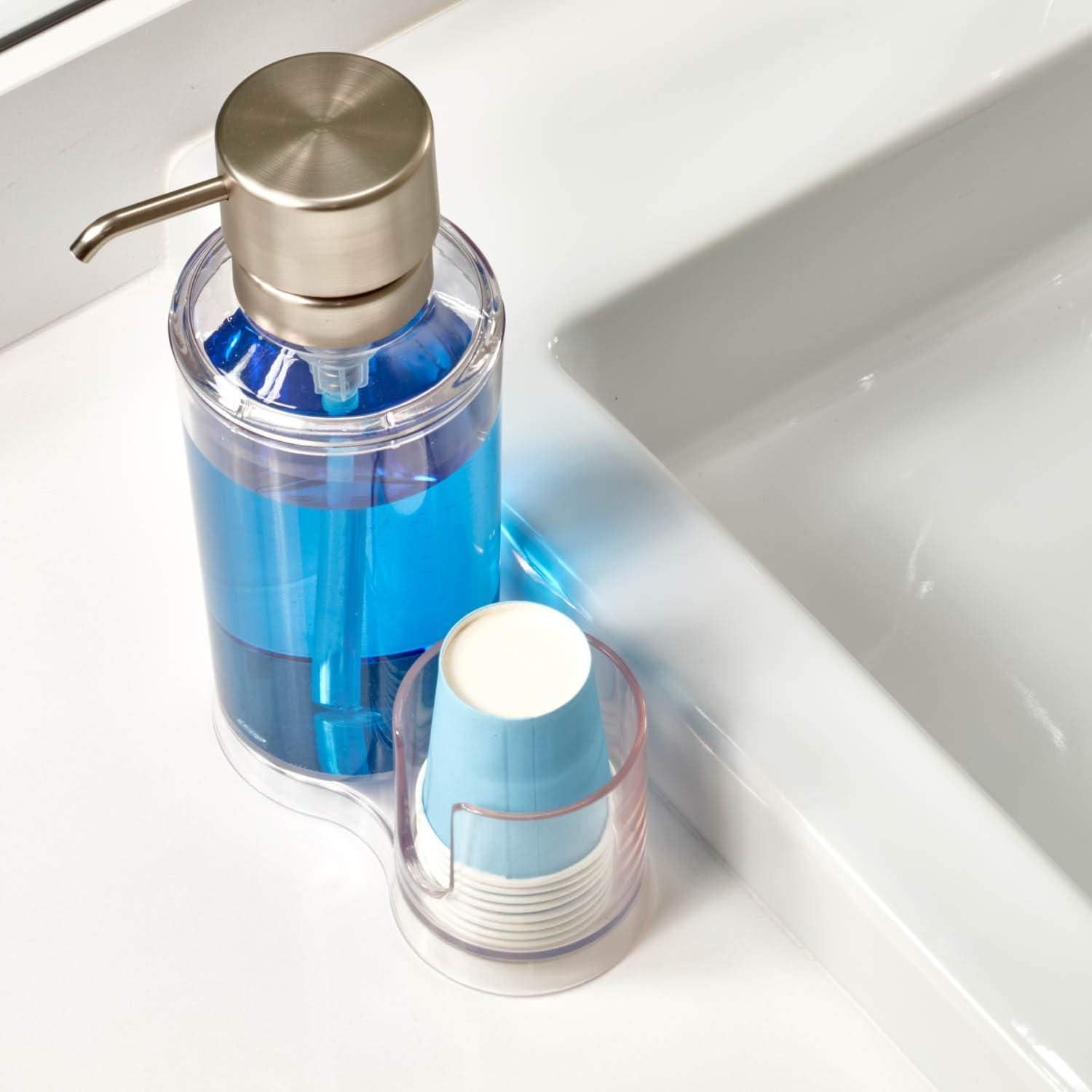 Dispensador de Enjuague Bucal iDesign Clarity 764 ml con Tazas