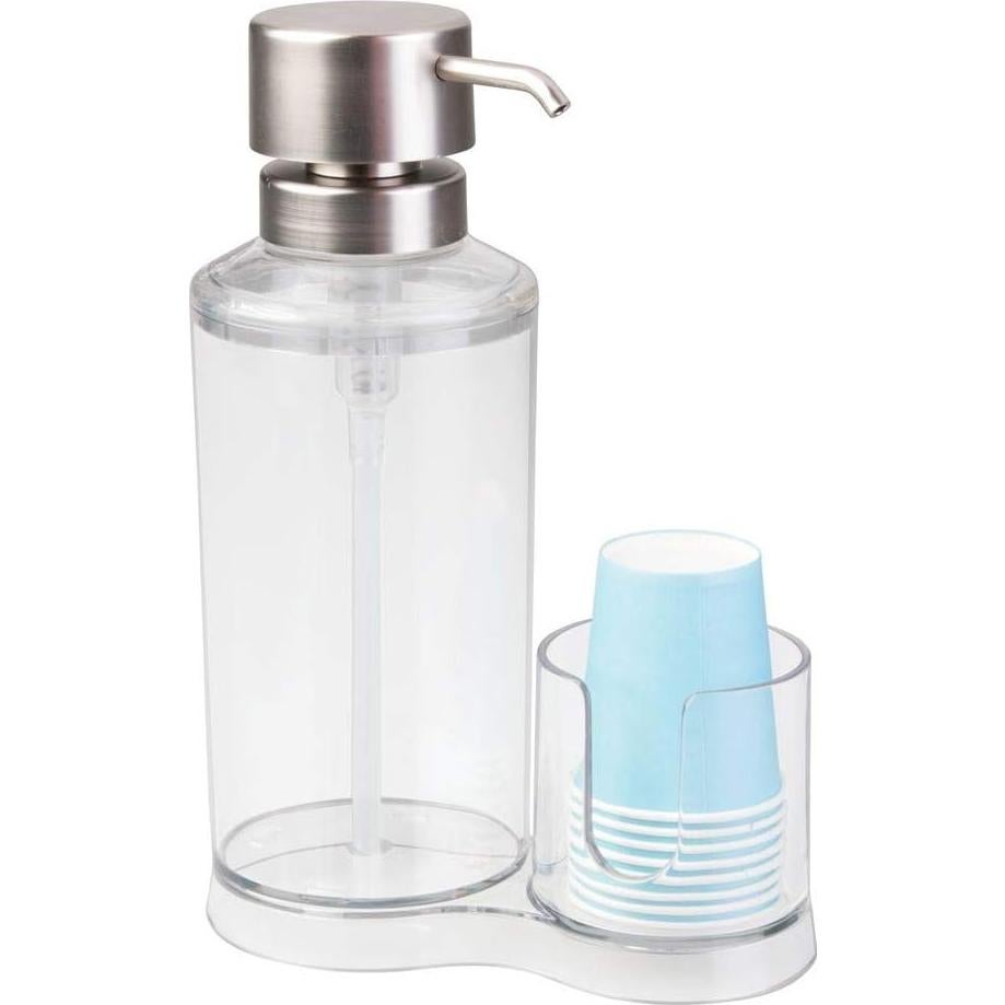 Dispensador de Enjuague Bucal iDesign Clarity 764 ml con Tazas