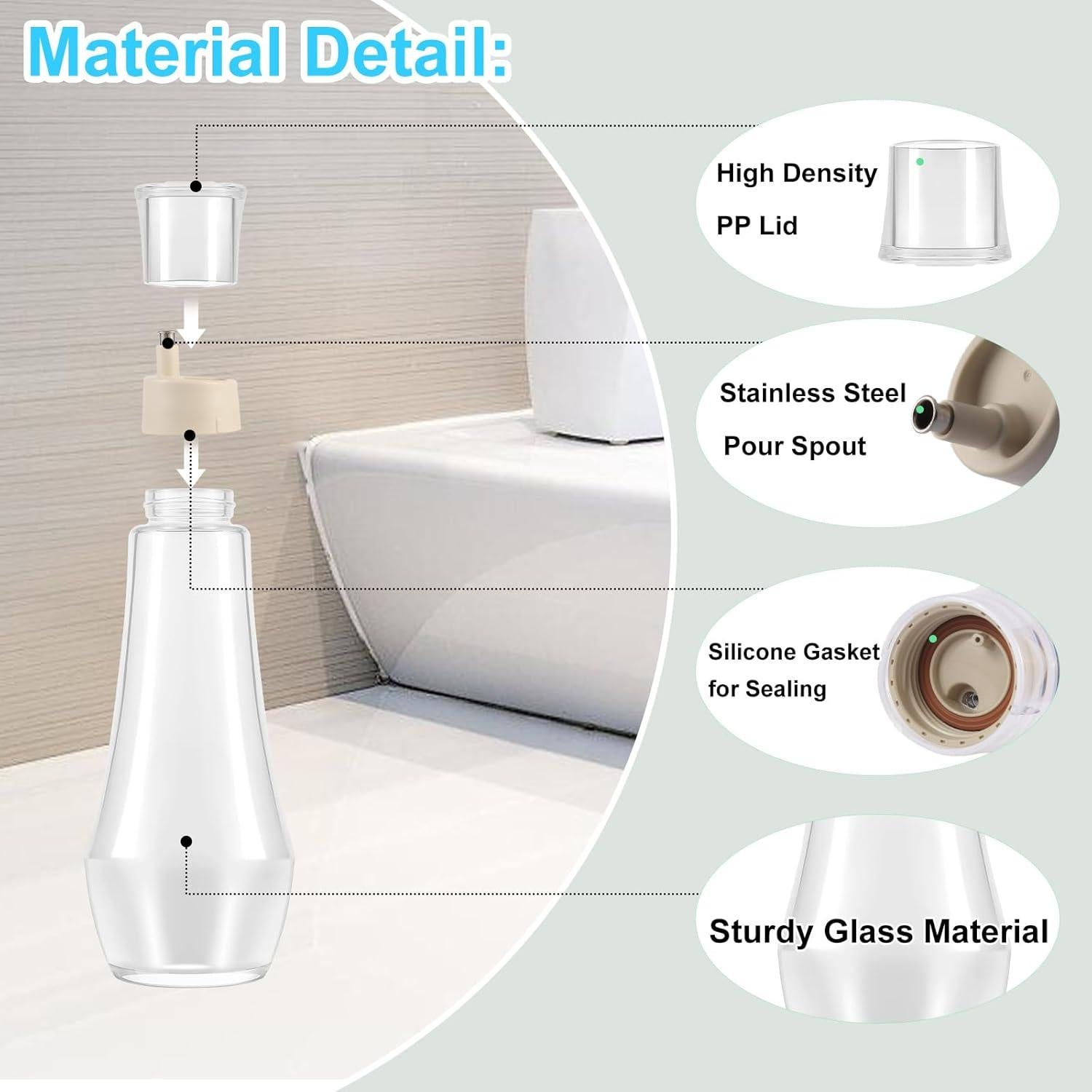 Dispensador de Enjuague Bucal Tiyafuro Vidrio 250ml 2PCS