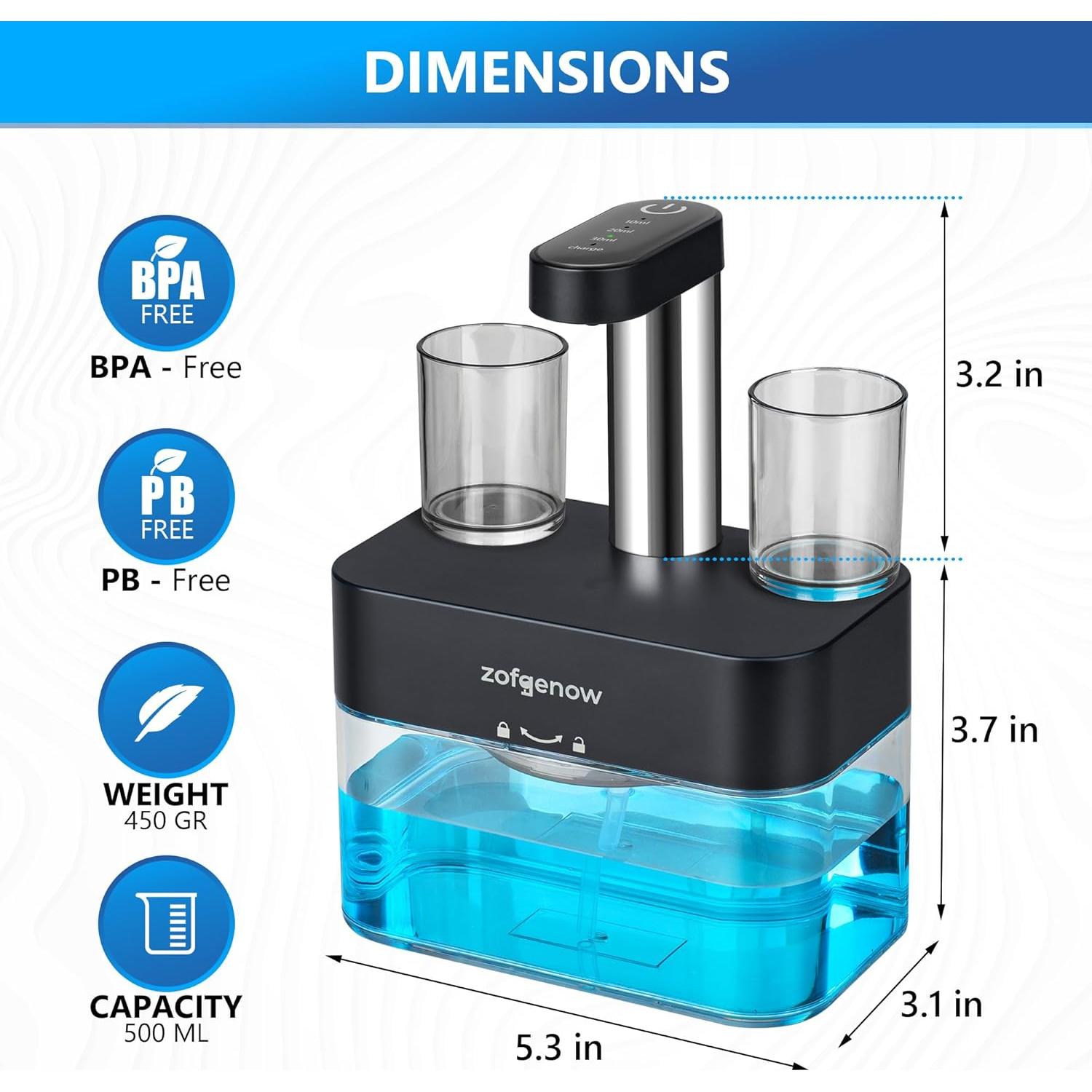 Dispensador Automático de Enjuague Bucal ZOFGENOW Negro 0.53kg