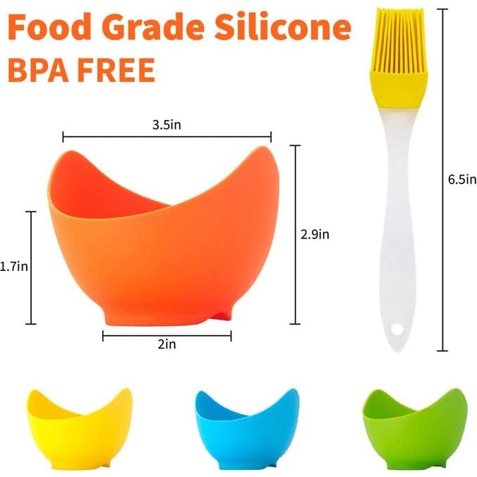 Paquete de 4 Poach Eggs YOLCAR Silicona Libre BPA 8.89 cm