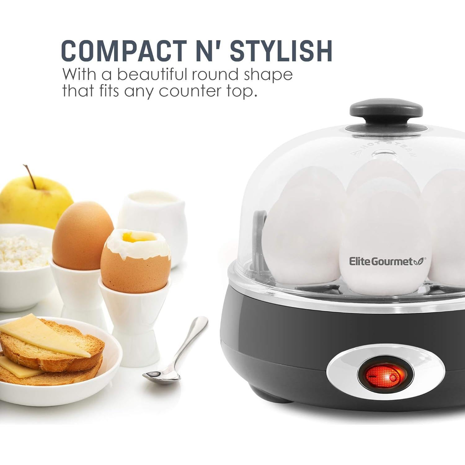 Cocedor de Huevos Elite Gourmet EGC007CHC, 7 Huevos, Gris