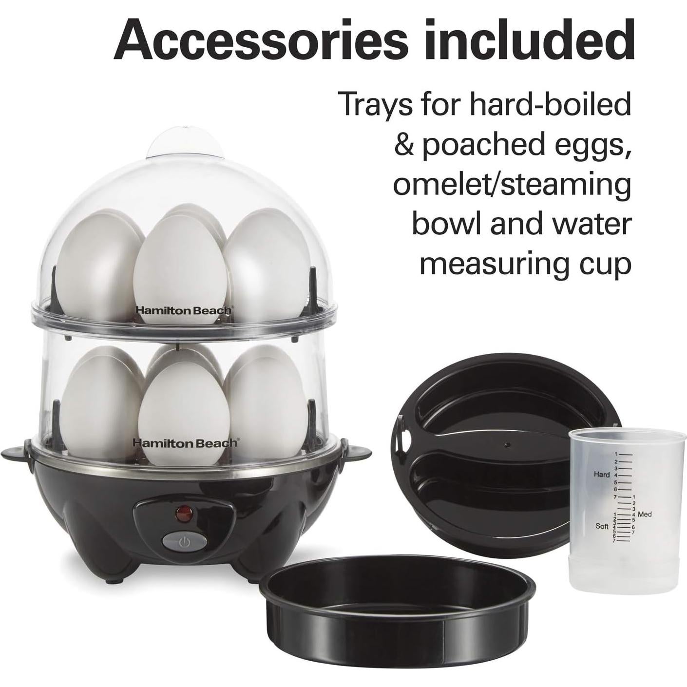 Cocinero de Huevos 3 en 1 Hamilton Beach Negro 14 Huevos