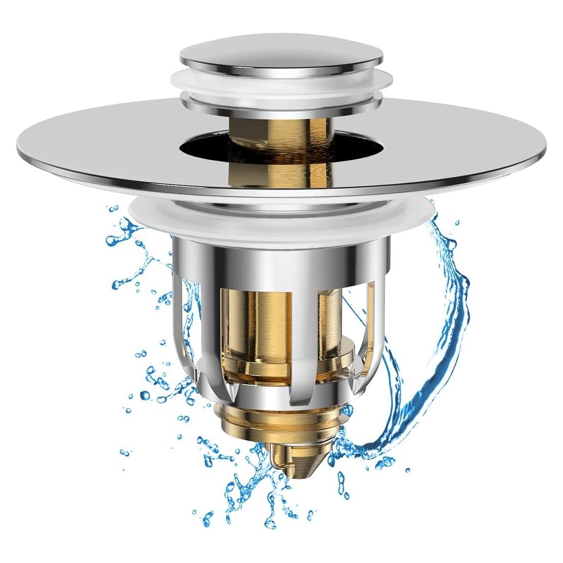 Tapón de lavabo 2 en 1 MUAIOLAUS Cromo Plateado