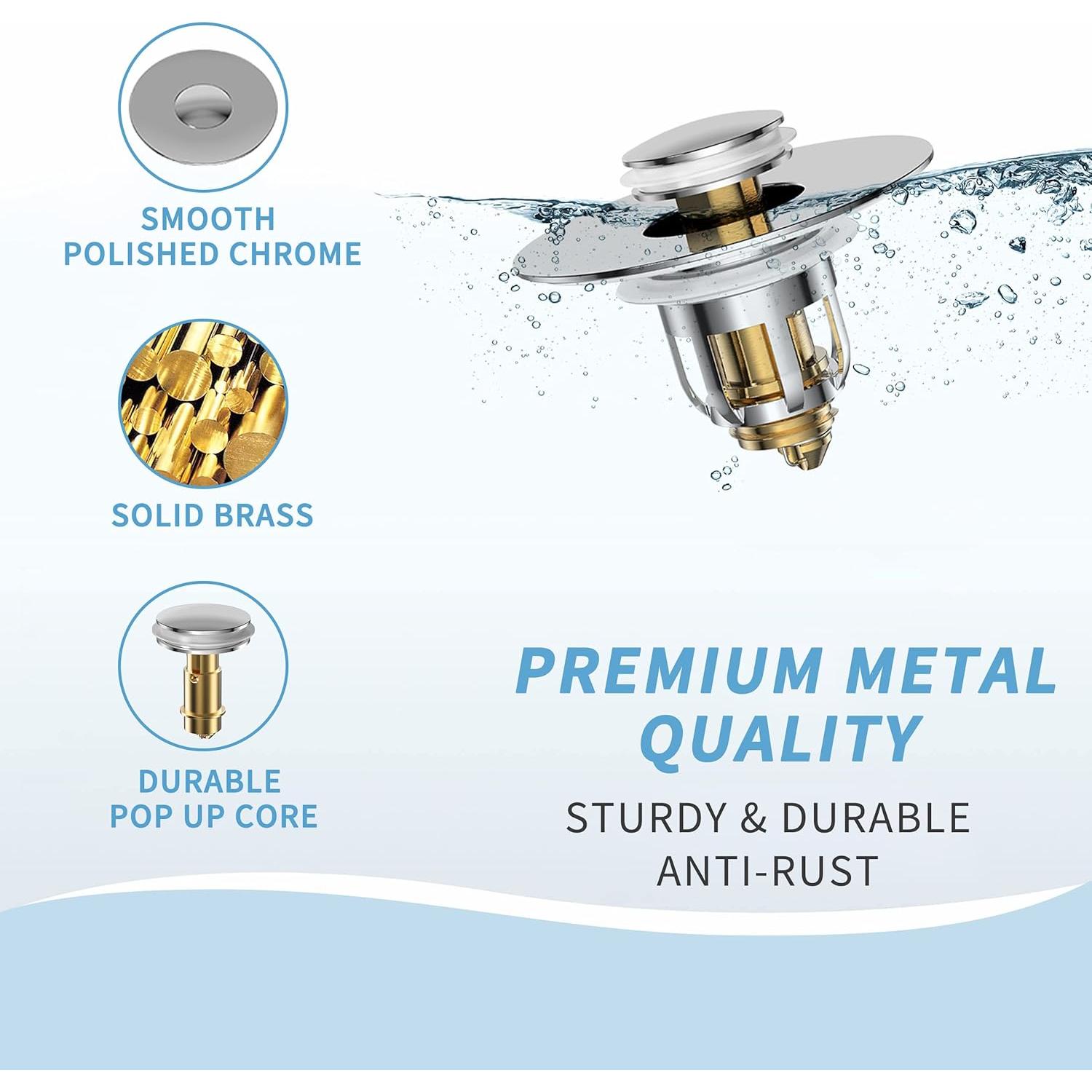 Tapón de lavabo 2 en 1 MUAIOLAUS Cromo Plateado