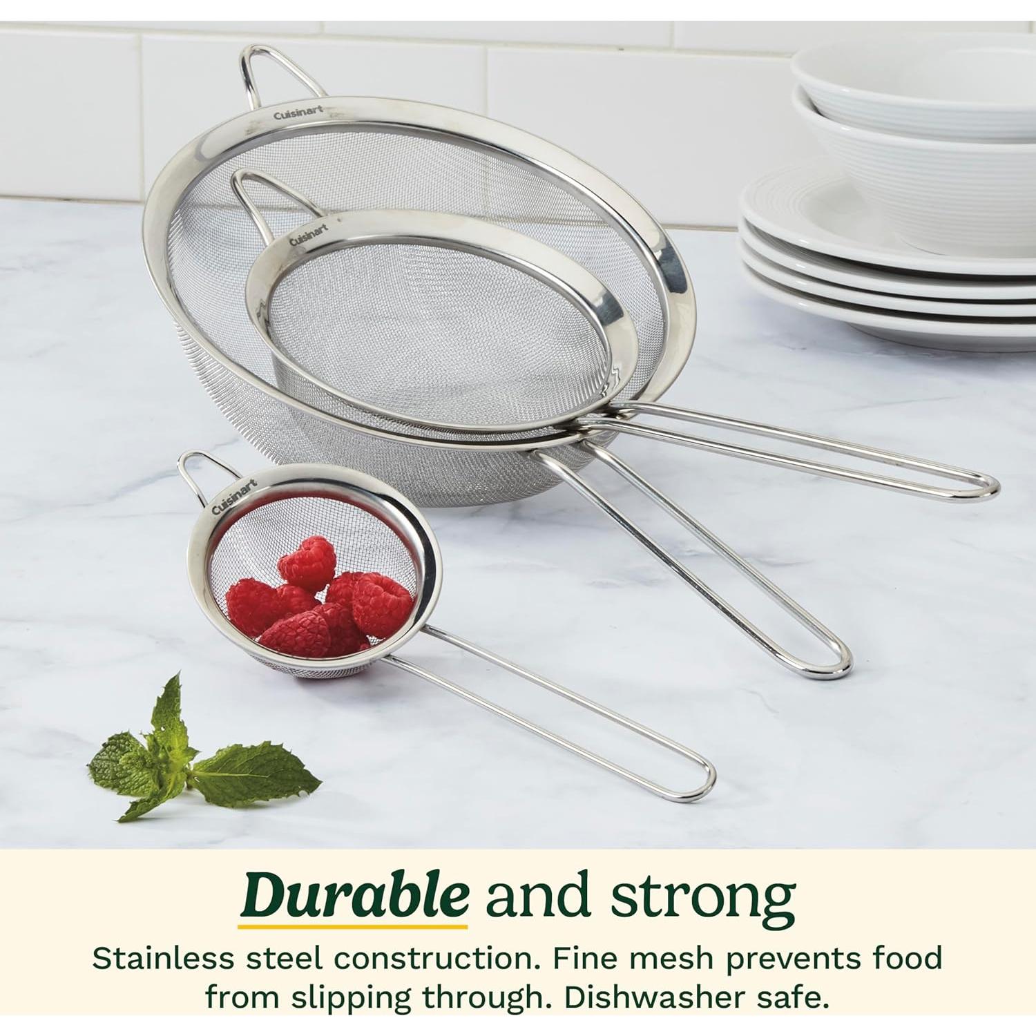 Set de 3 Coladores de Malla Cuisinart Acero Inoxidable