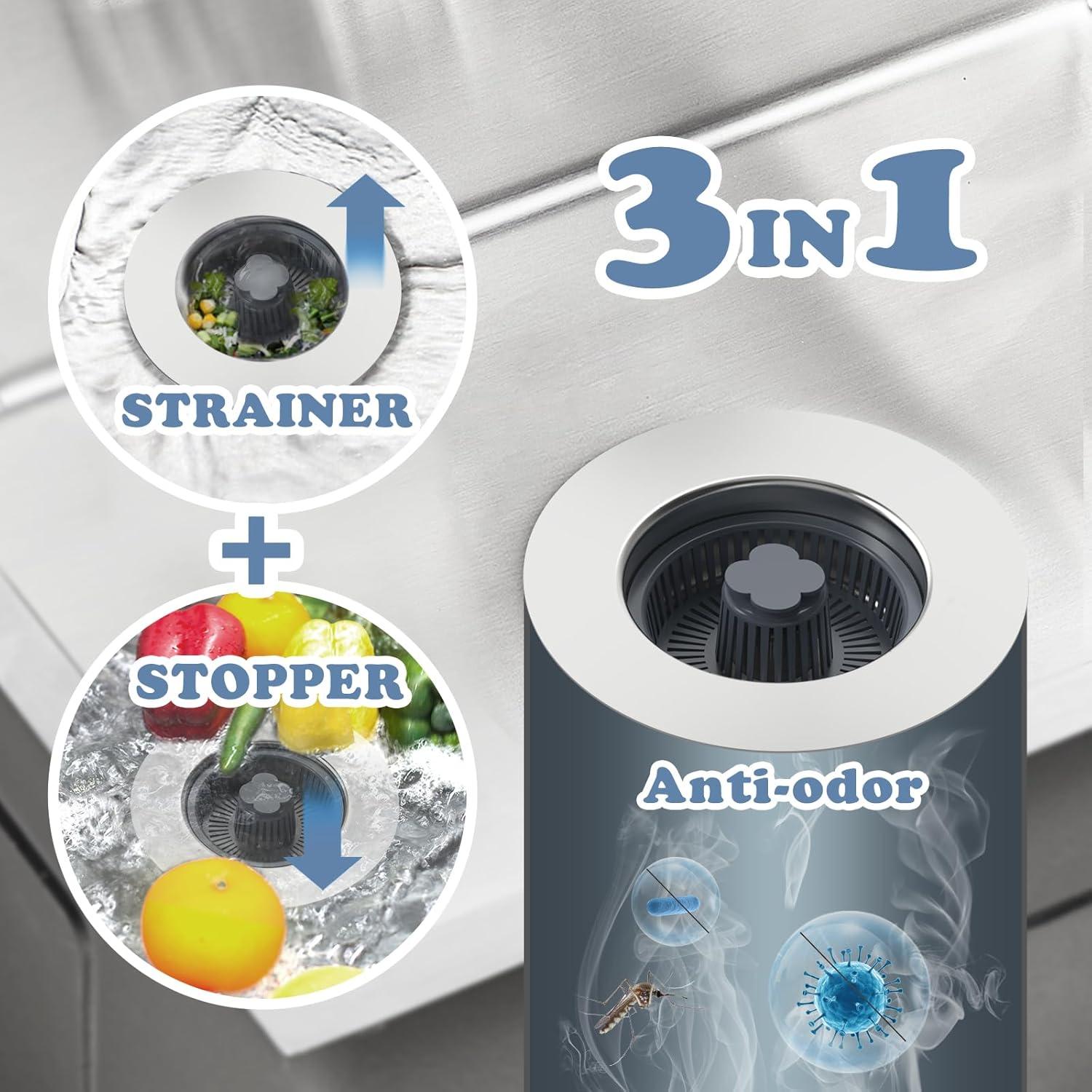 Kit colador y tapón fregadero cocina MUAIOLAUS 8,89 cm