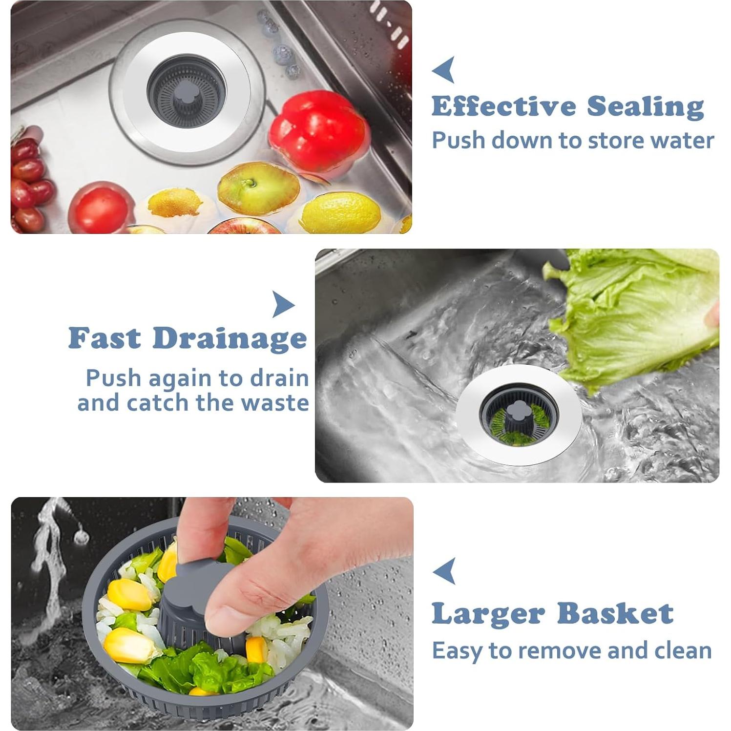 Kit colador y tapón fregadero cocina MUAIOLAUS 8,89 cm