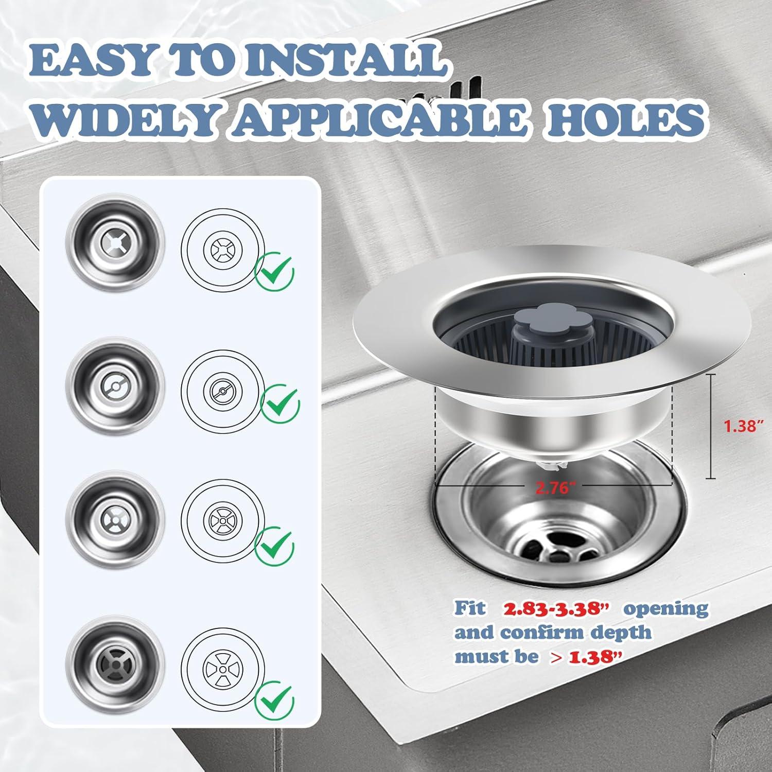 Kit colador y tapón fregadero cocina MUAIOLAUS 8,89 cm