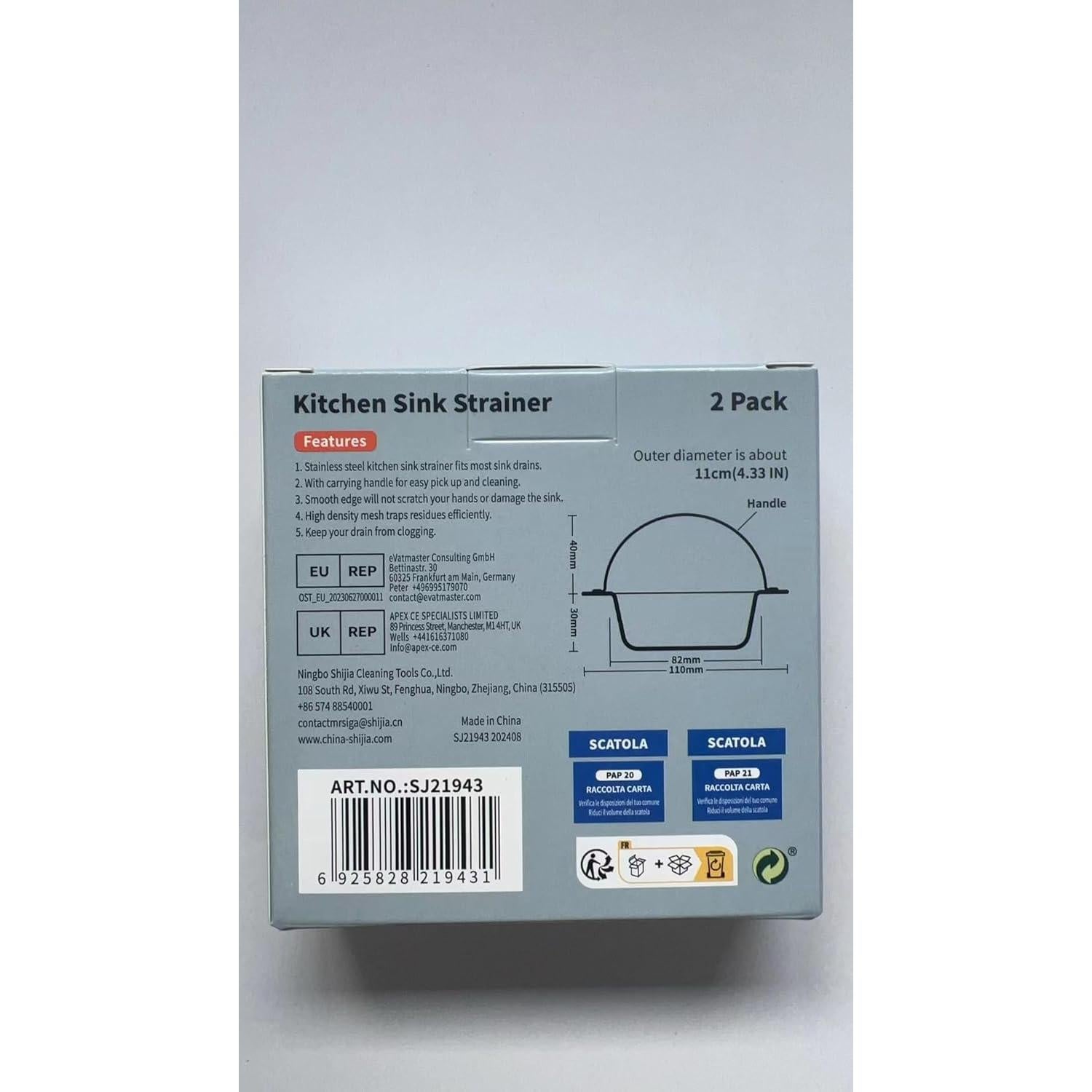 Colador de Fregadero MR.SIGA Acero Inoxidable Paquete 2