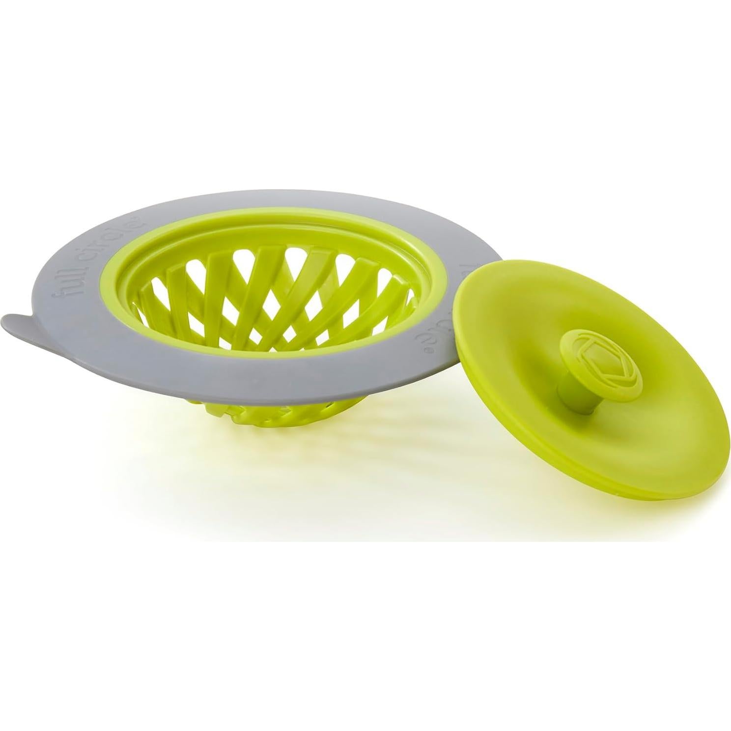 Colador de fregadero Full Circle con tapón verde 11,43 cm