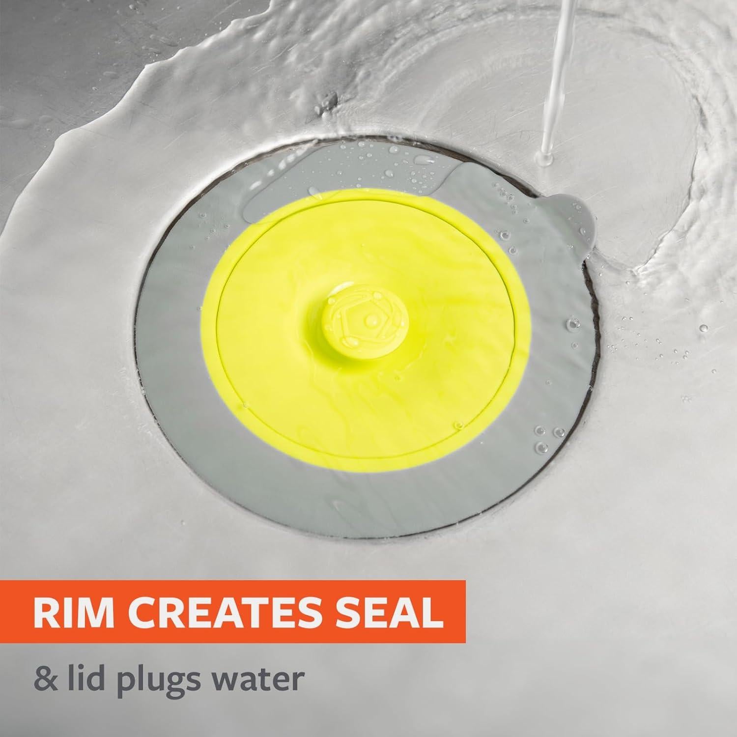 Colador de fregadero Full Circle con tapón verde 11,43 cm