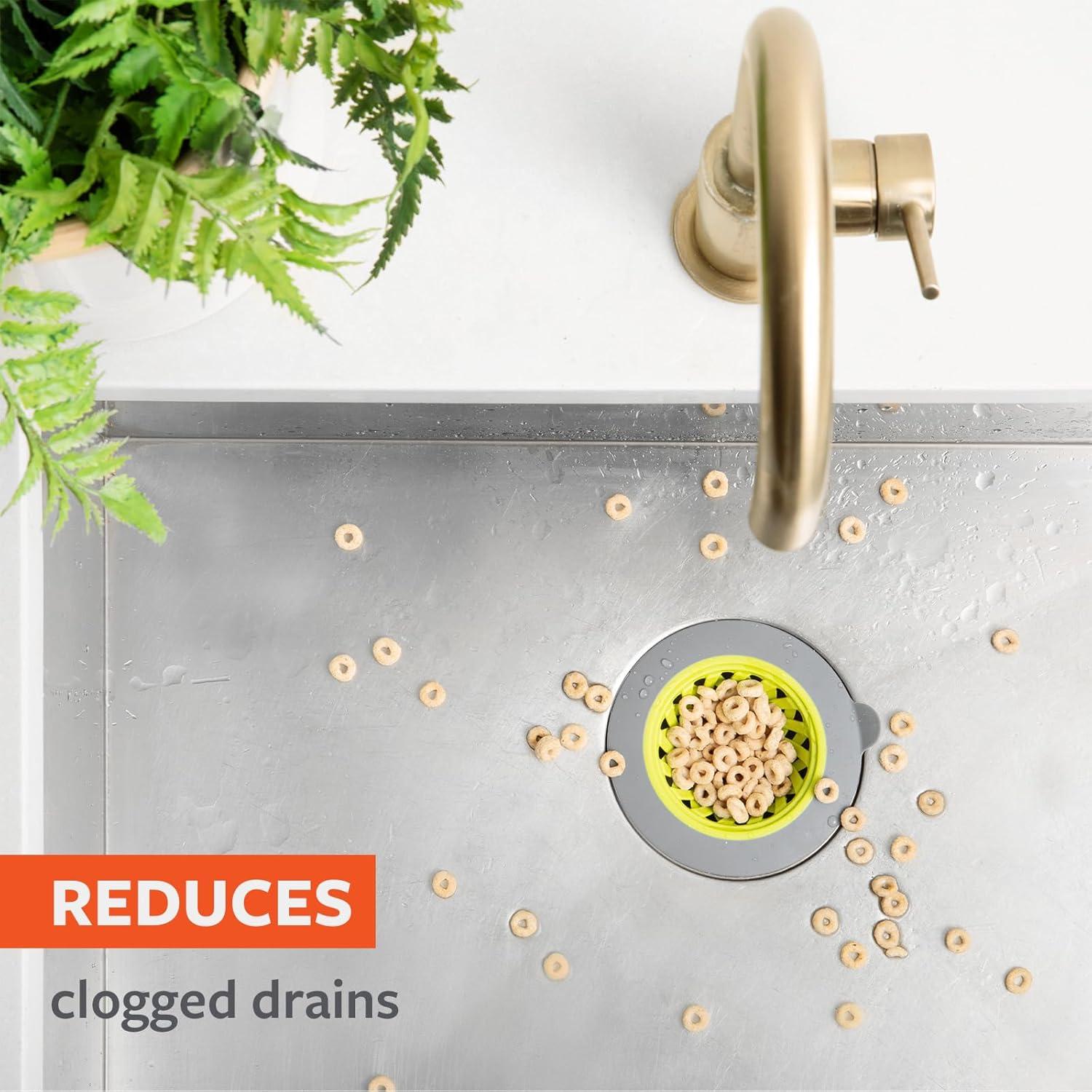 Colador de fregadero Full Circle con tapón verde 11,43 cm