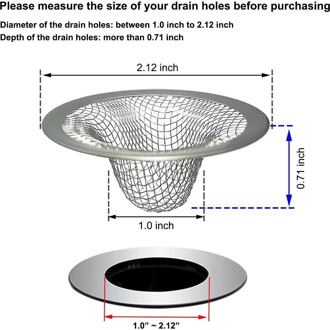 Colador de desagüe 2PCS Seatery 5.61 cm acero inoxidable
