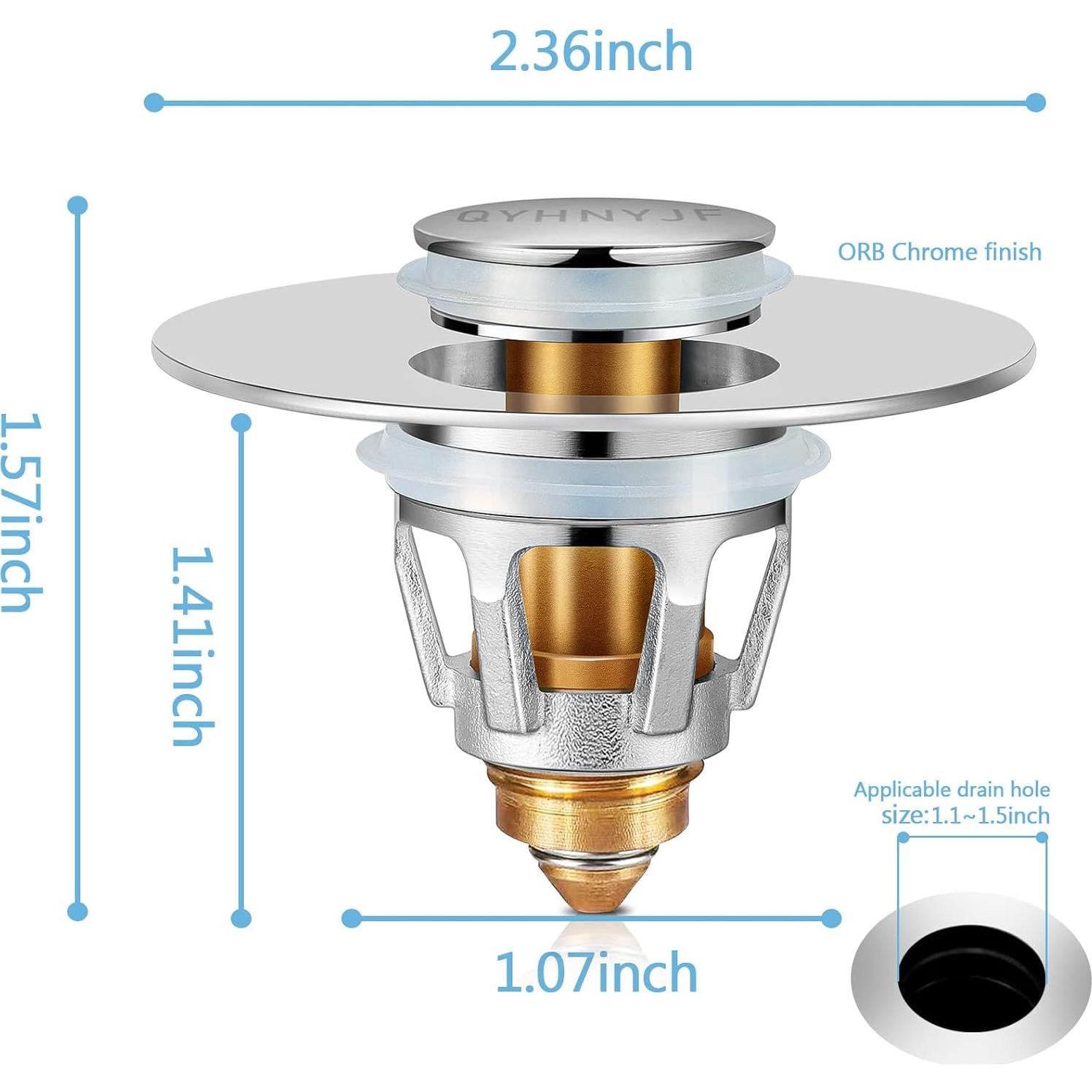 Tapón de Lavabo QYHNYJF Cromo Plateado 2 en 1 Antiadherente