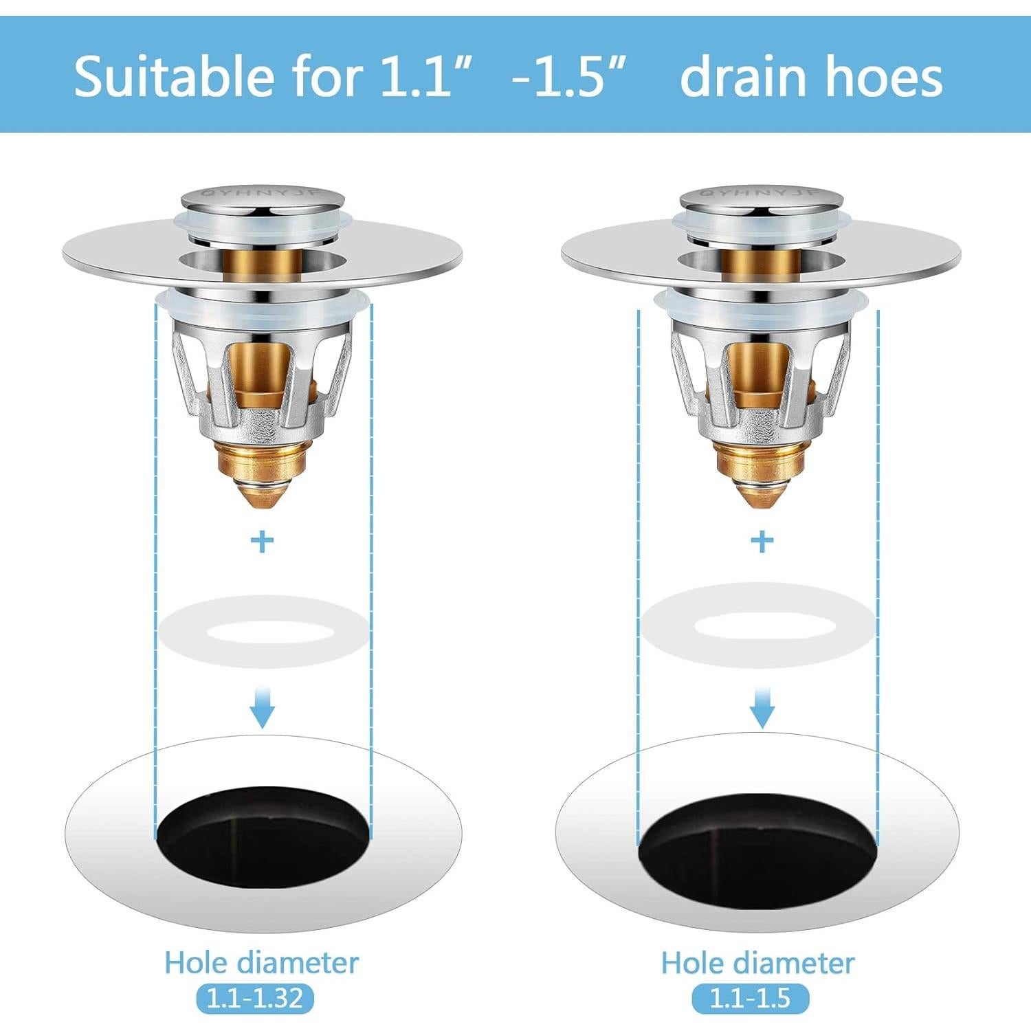 Tapón de Lavabo QYHNYJF Cromo Plateado 2 en 1 Antiadherente