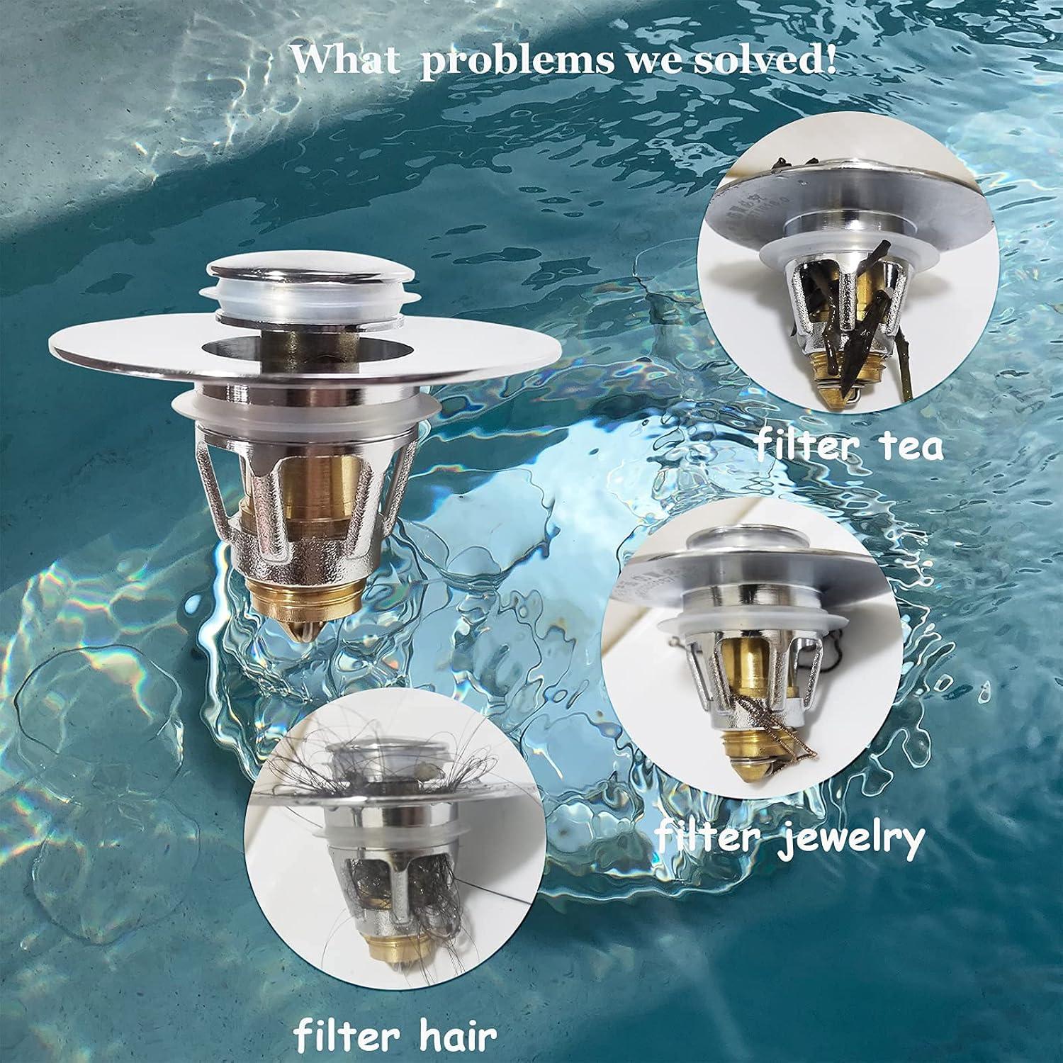 Tapón de Lavabo QYHNYJF Cromo Plateado 2 en 1 Antiadherente