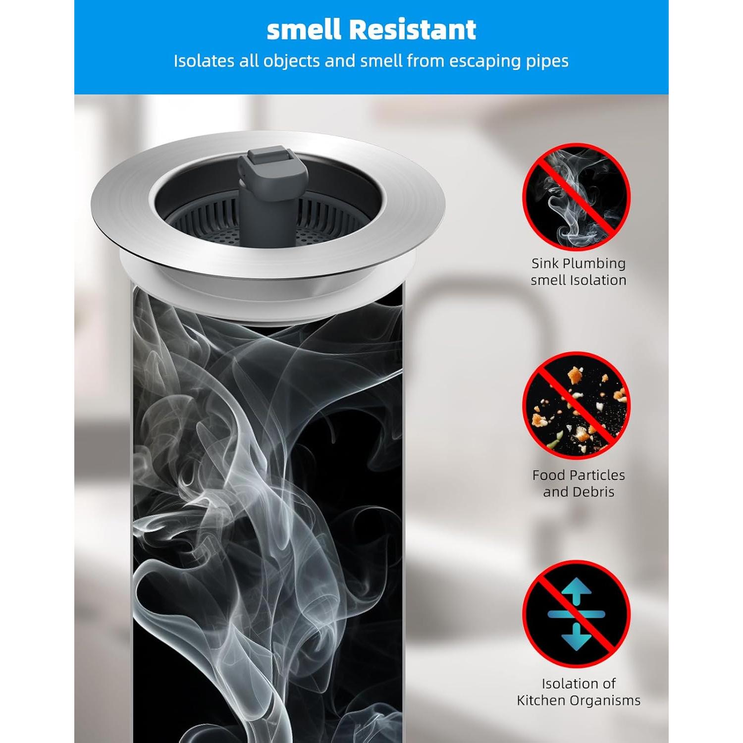 Colador y Tapón de Drenaje Hibbent Acero Inoxidable 3 en 1