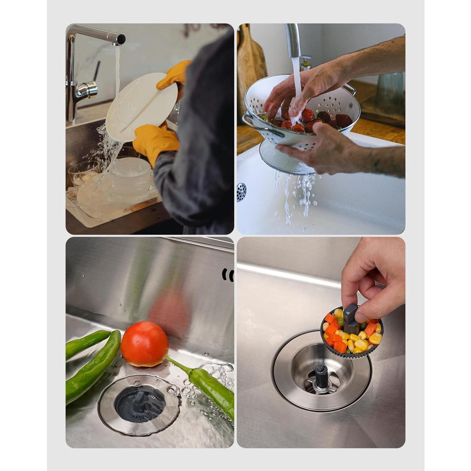 Colador y Tapón de Drenaje Hibbent Acero Inoxidable 3 en 1