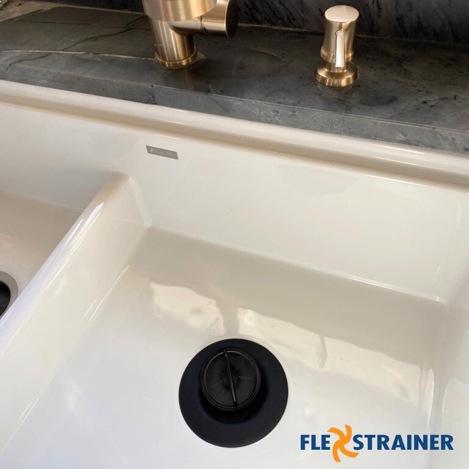 Colador y Tapón de Drenaje 2-en-1 Colador Flex Negro