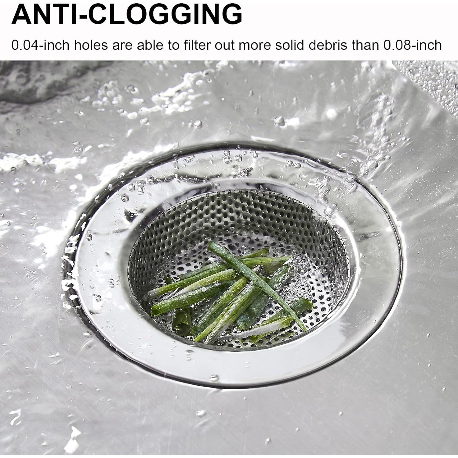 Colador de Fregadero de Acero Inoxidable LASSHSWA 2 Pcs 11,43 cm