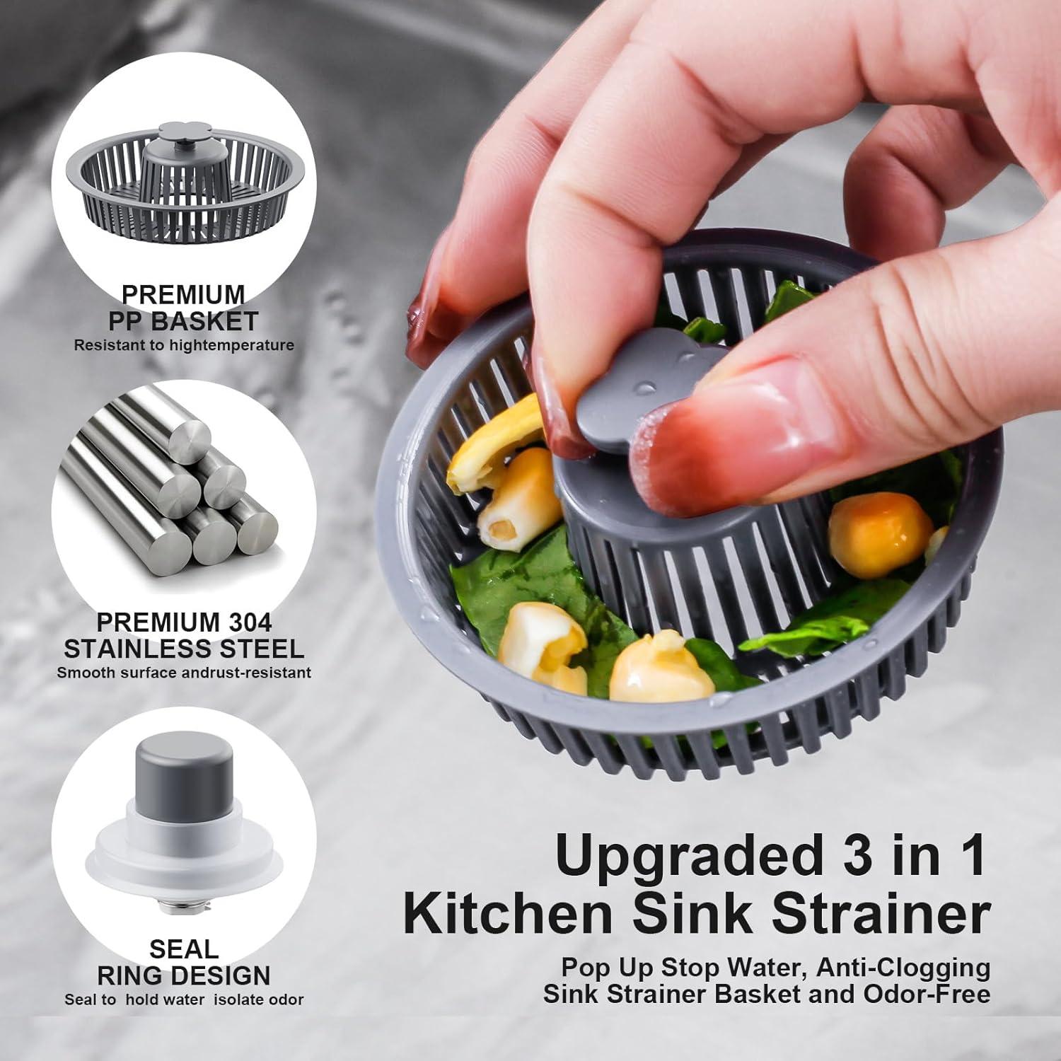 Colador y tapón de desagüe 3 en 1 XLMSPORTS acero inoxidable