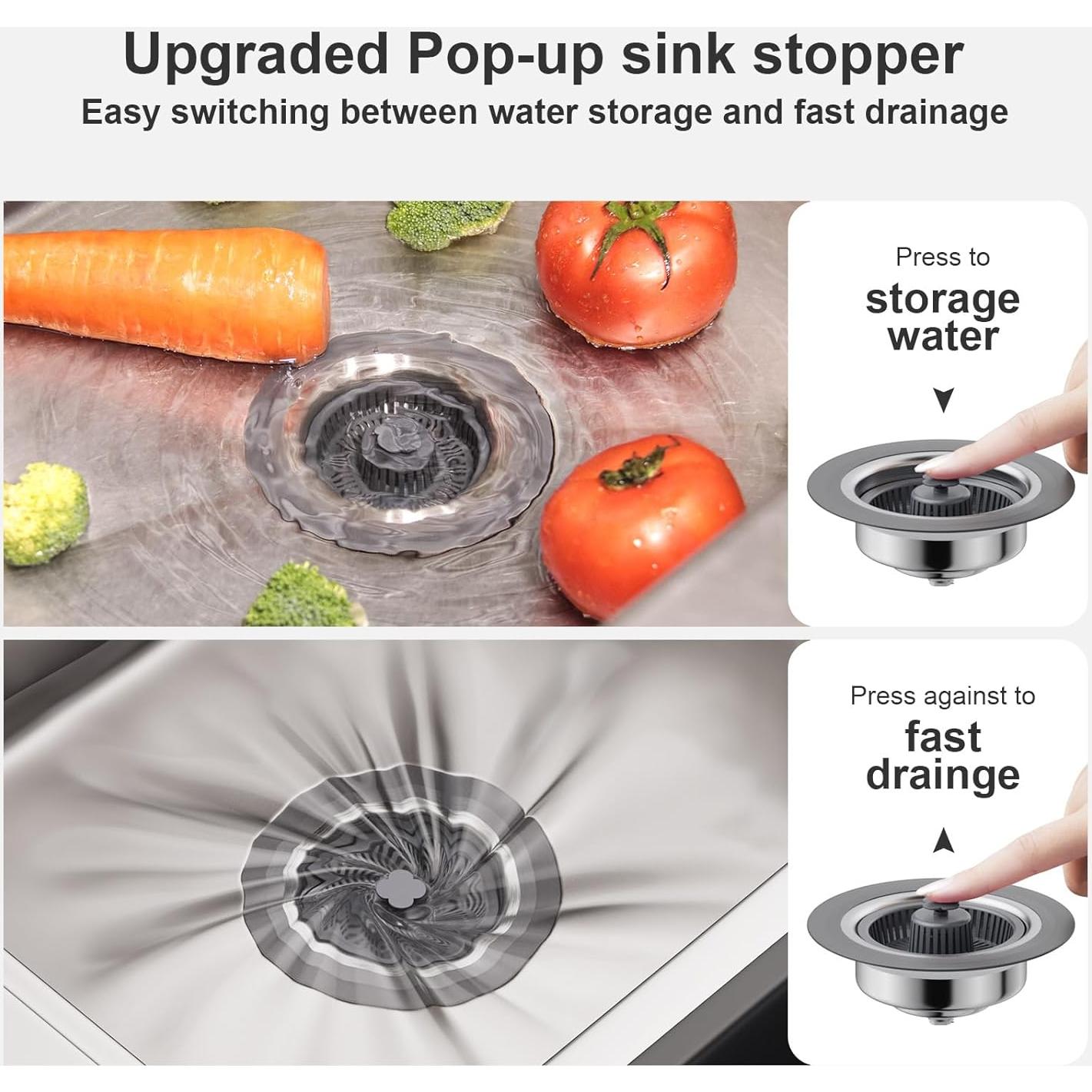 Colador y tapón de desagüe 3 en 1 XLMSPORTS acero inoxidable