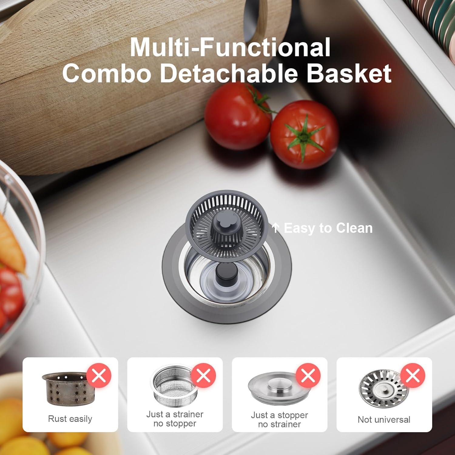 Colador y tapón de desagüe 3 en 1 XLMSPORTS acero inoxidable