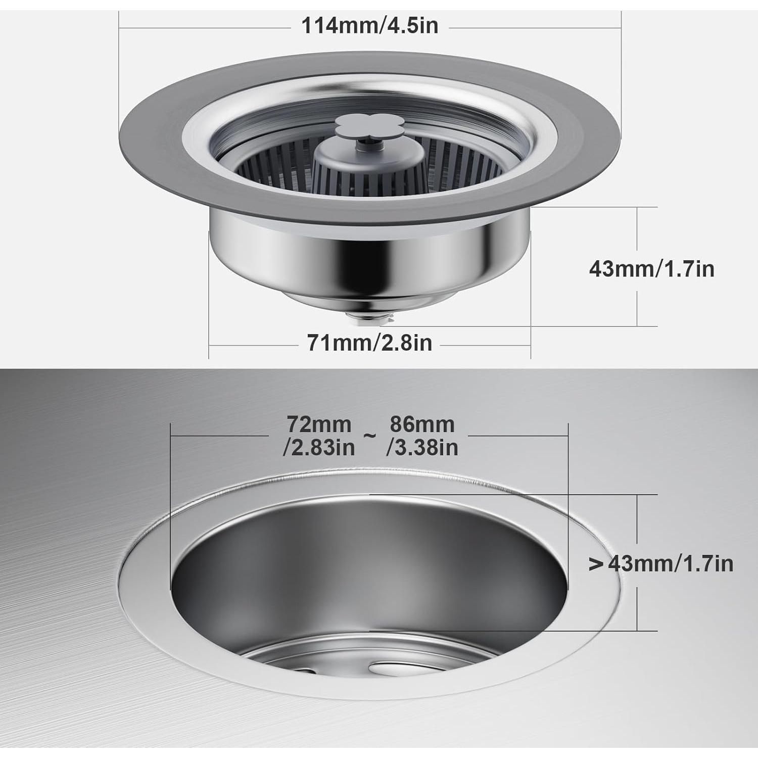 Colador y tapón de desagüe 3 en 1 XLMSPORTS acero inoxidable