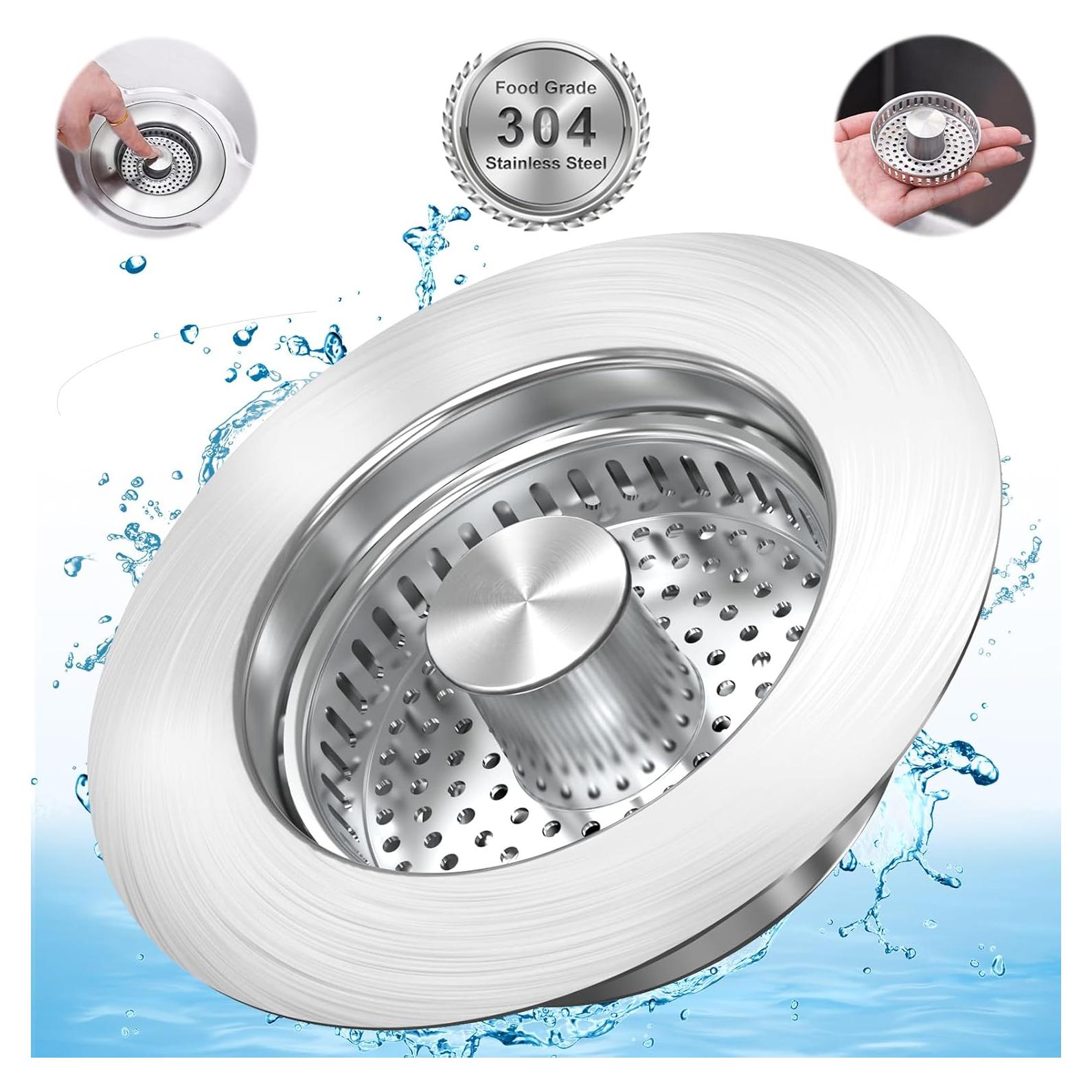 Desagüe de Fregadero 3 en 1 POWERSIR Acero Inoxidable 8,89 cm