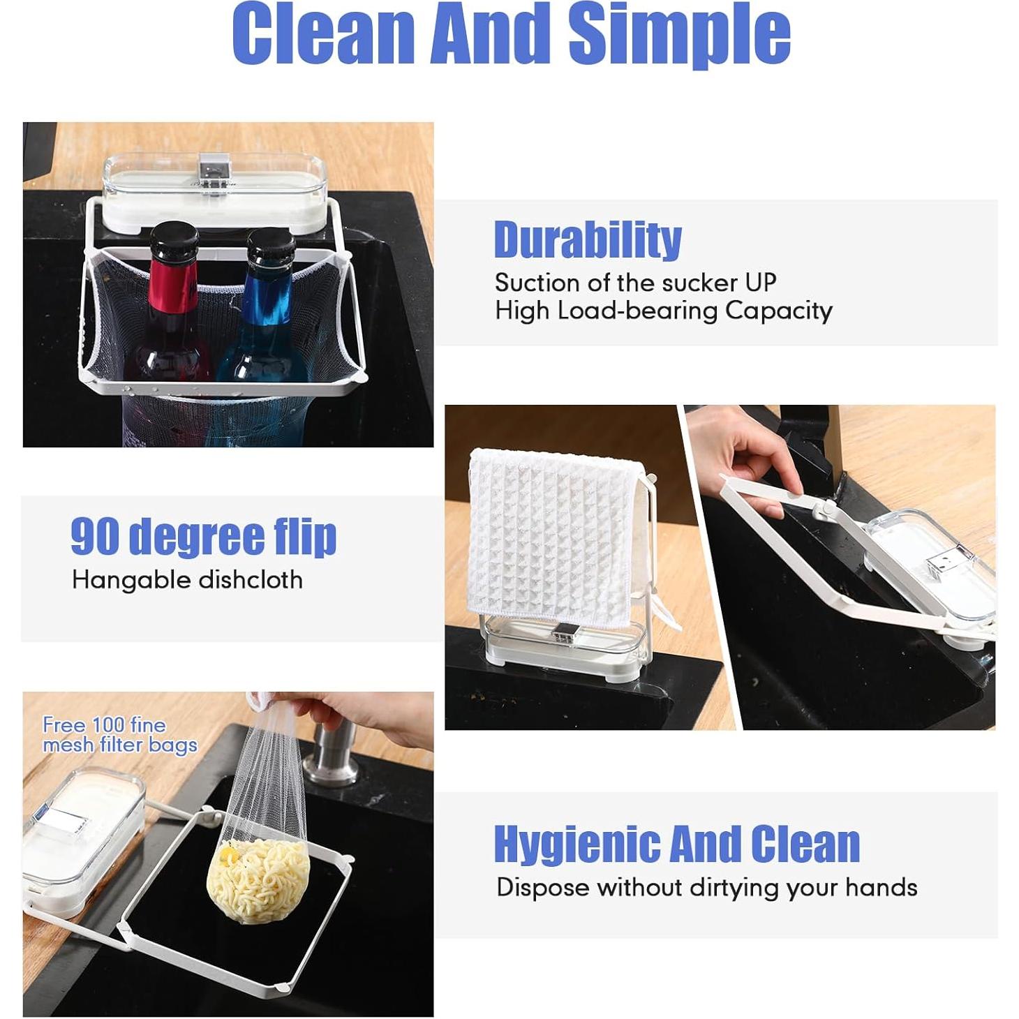 Filtro de Fregadero Plegable Honeydak con Ventosa y 100 Bolsas