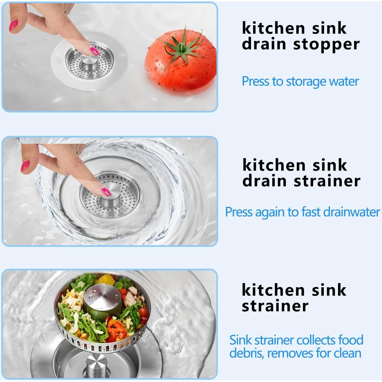 Colador de Fregadero Universal CARUUYI 3 en 1 Acero Inoxidable