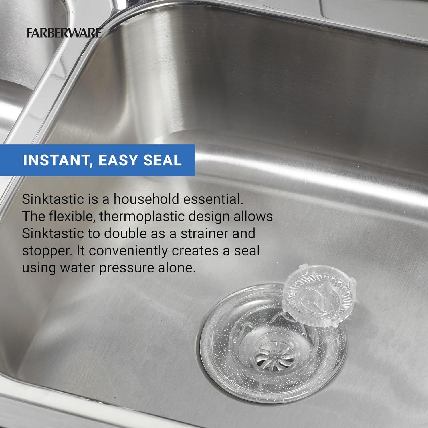 Colador y tapón Sinktastic Farberware, Plata, 17.8x12.7 cm