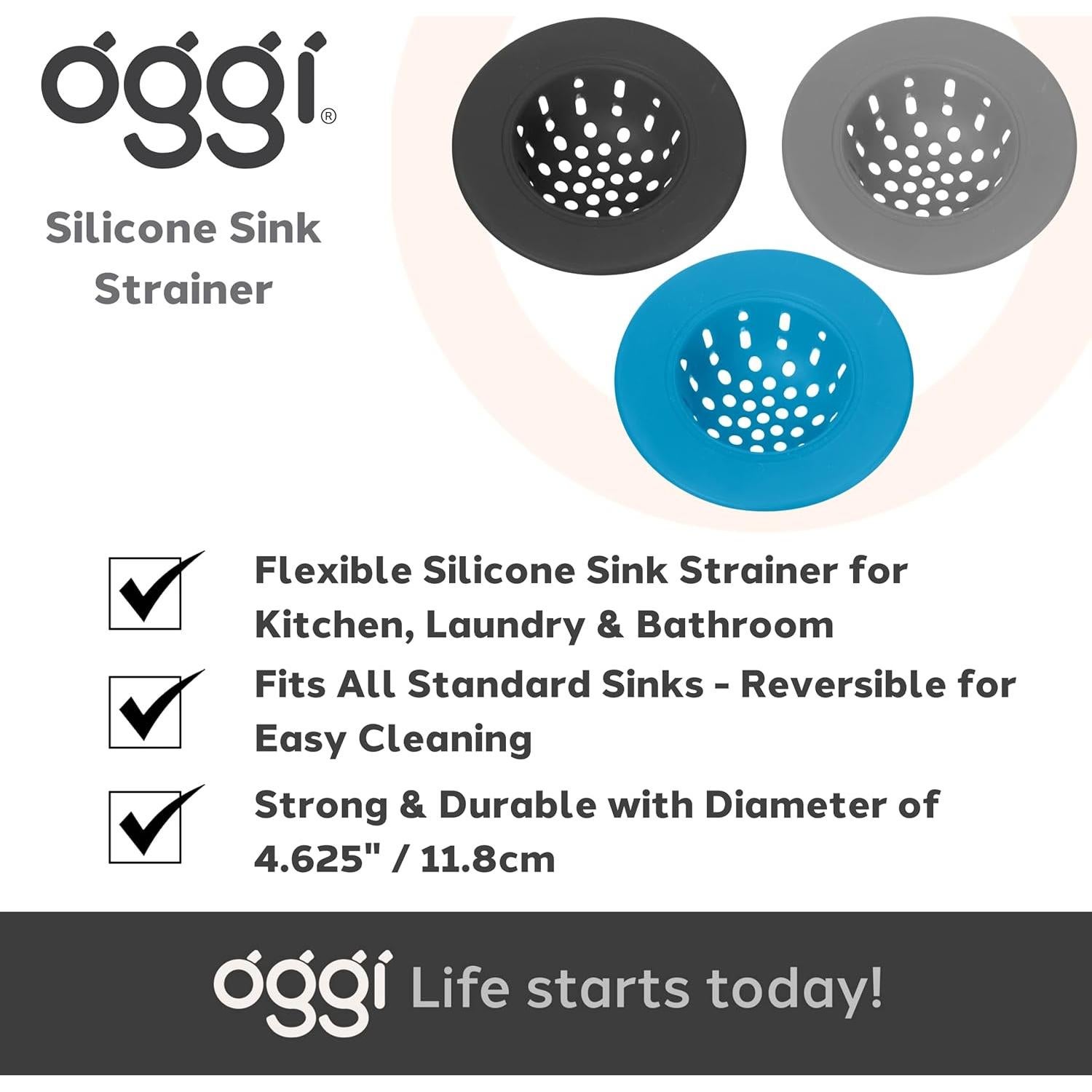 Colador de Fregadero de Silicona OGGI 11,68 cm Gris