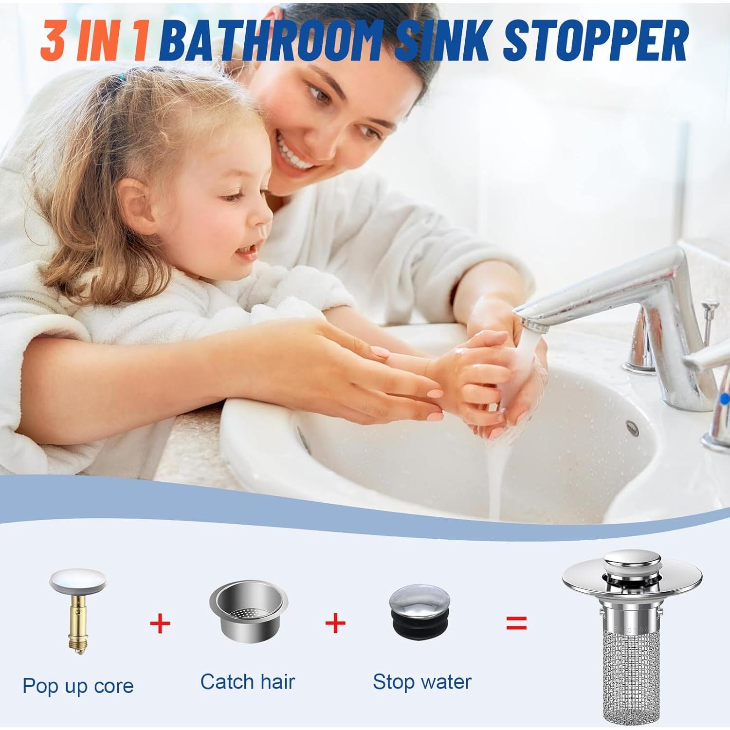 2 Tapones de Lavabo Emergentes BGGMN con Filtro de Acero Inoxidable